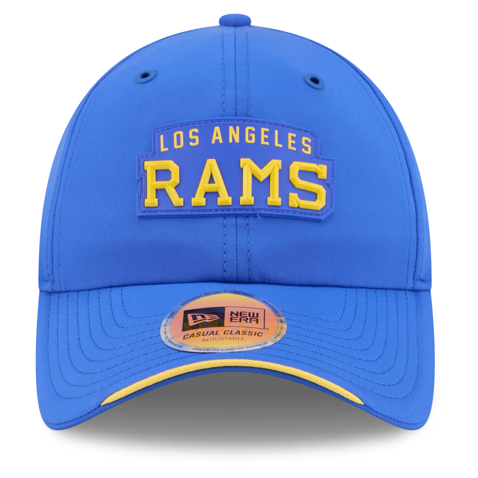 Casquette New Era Royal Los Angeles Rams 2026 Sideline Throwback pour homme, style classique décontracté et ajustable