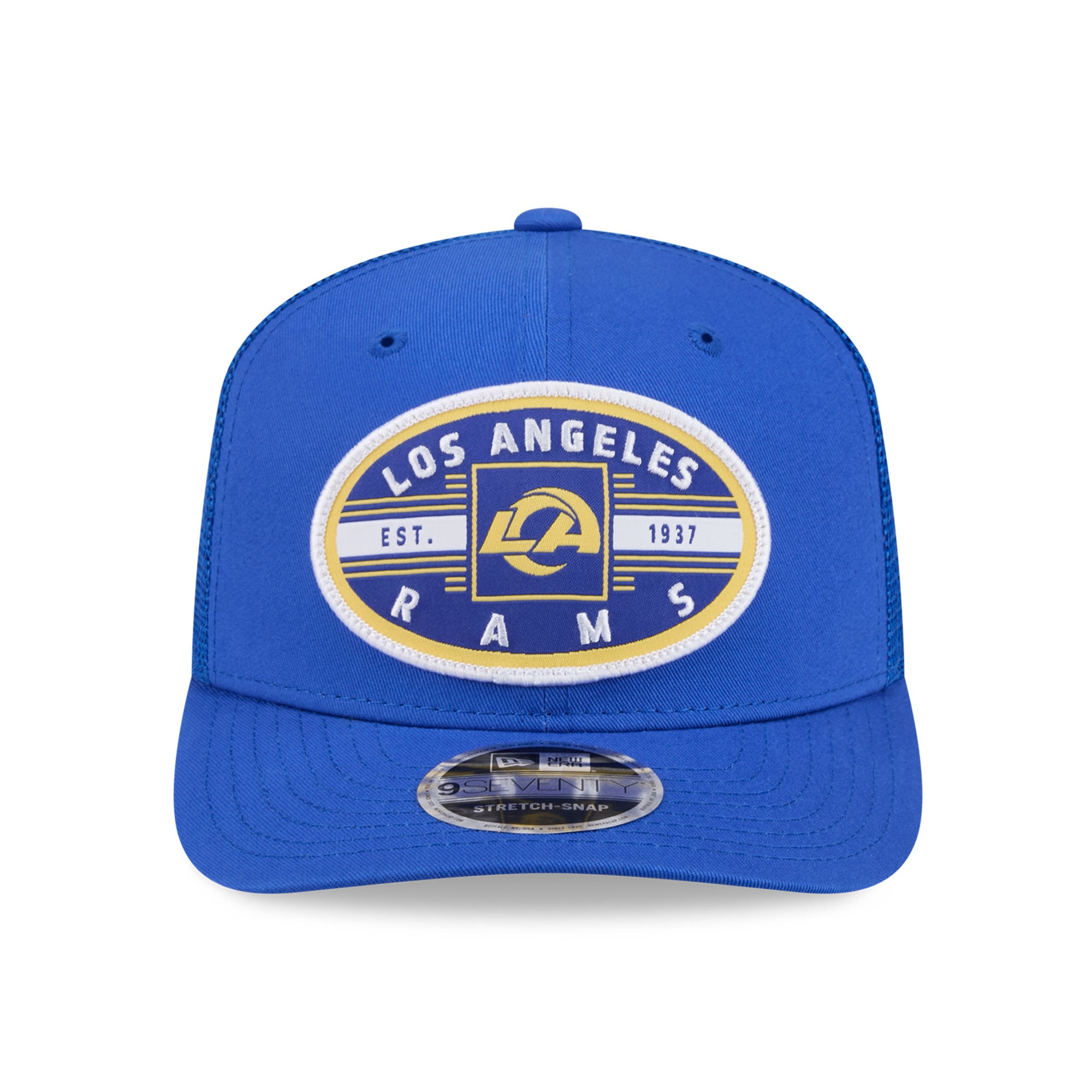 Casquette trucker New Era Royal Los Angeles Rams Collegiate 9SEVENTY pour homme