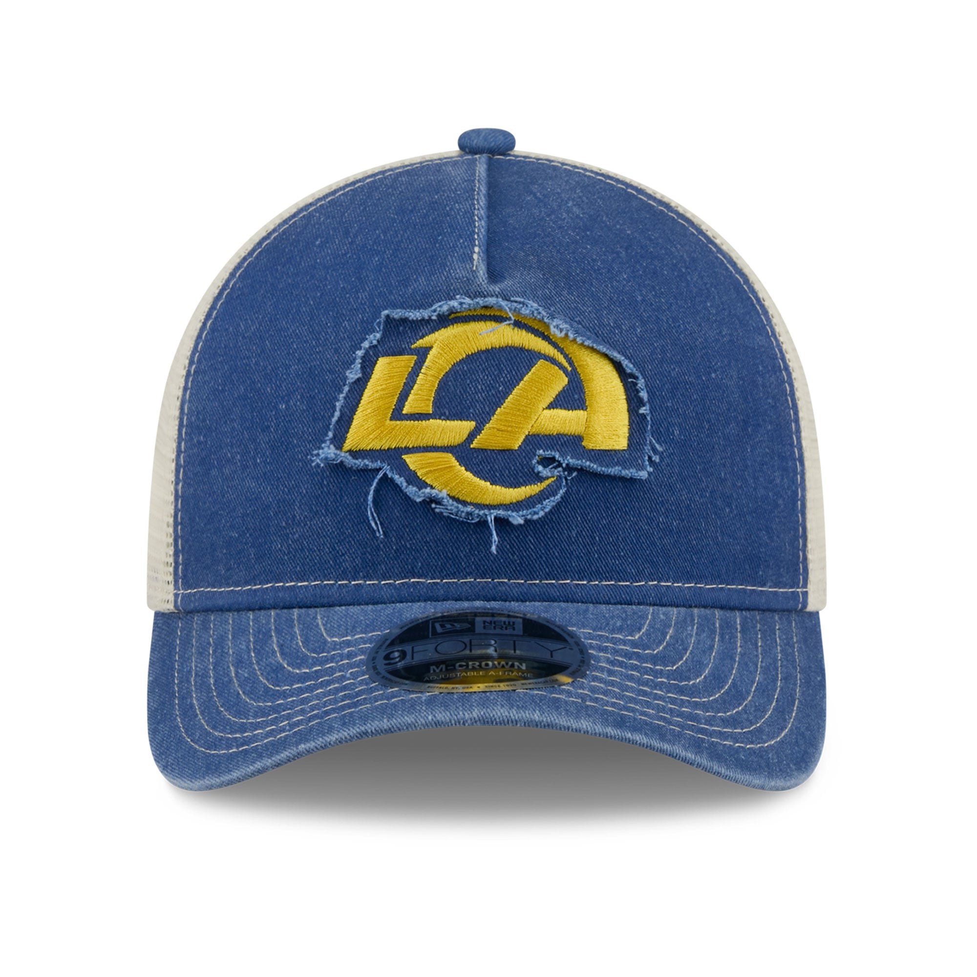 Casquette trucker ajustable New Era Royal Los Angeles Rams 9FORTY pour homme