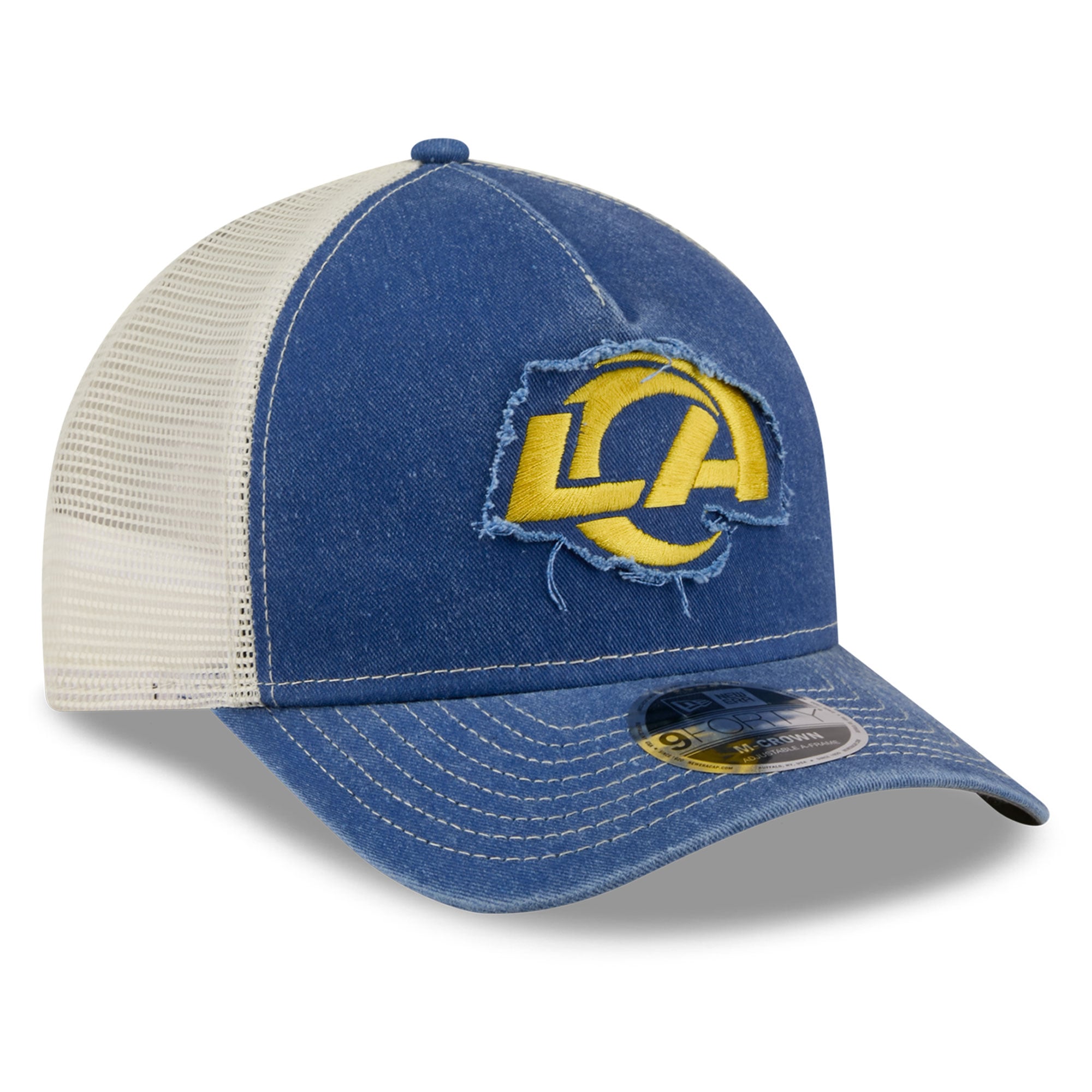 Casquette trucker ajustable New Era Royal Los Angeles Rams 9FORTY pour homme