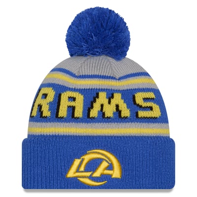 Los Angeles Rams New Era Main Cuffed Knit Hat with Pom - Royal