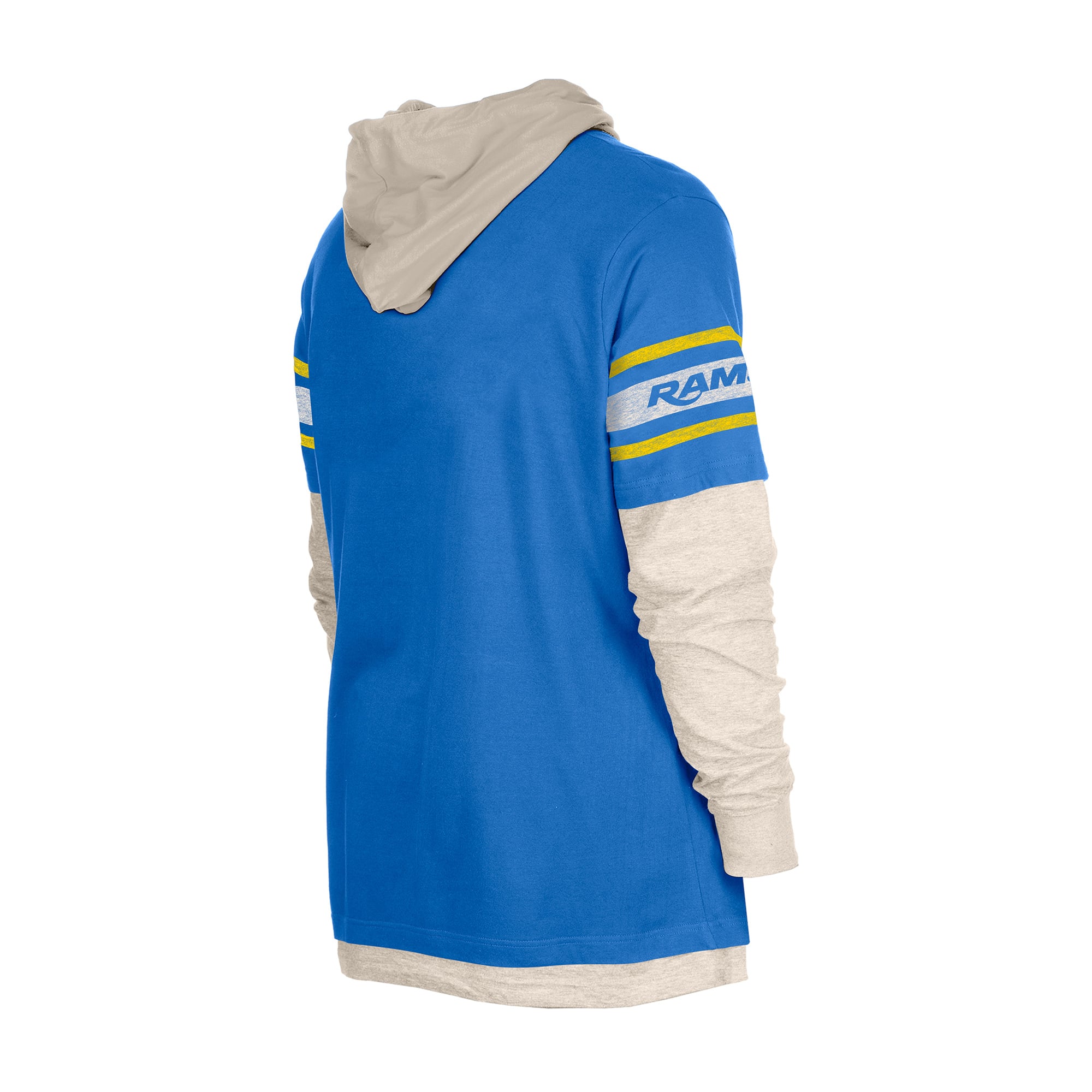 T-shirt à capuche manches longues superposées New Era Royal Los Angeles Rams pour homme