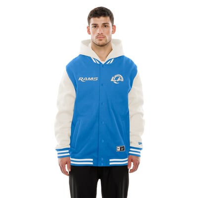 Los Angeles Rams New Era Full-Snap Fleece Hooded Jacket - Royal/Cream
