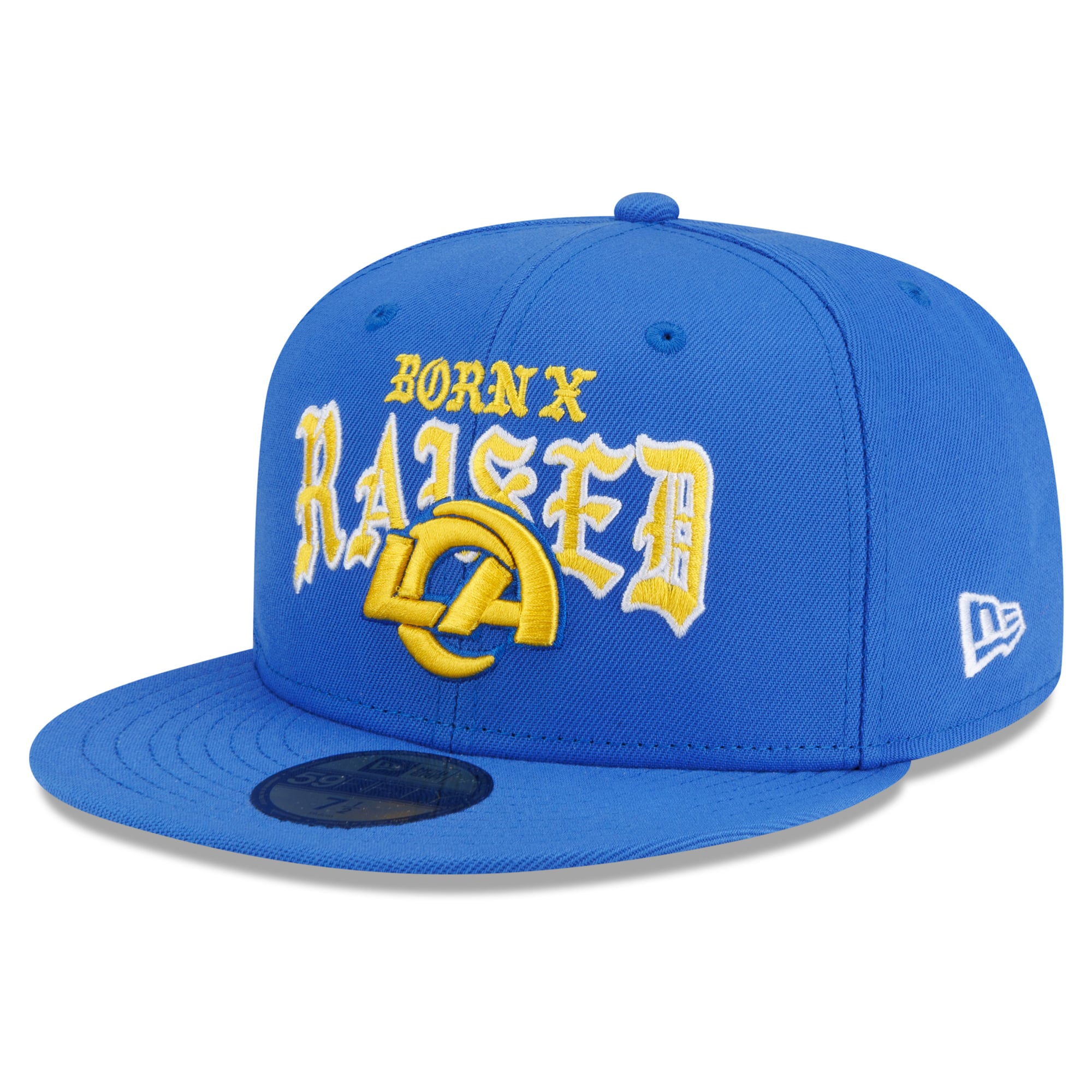 Casquette ajustée New Era x Born Raised Royal Los Angeles Rams 59FIFTY pour homme
