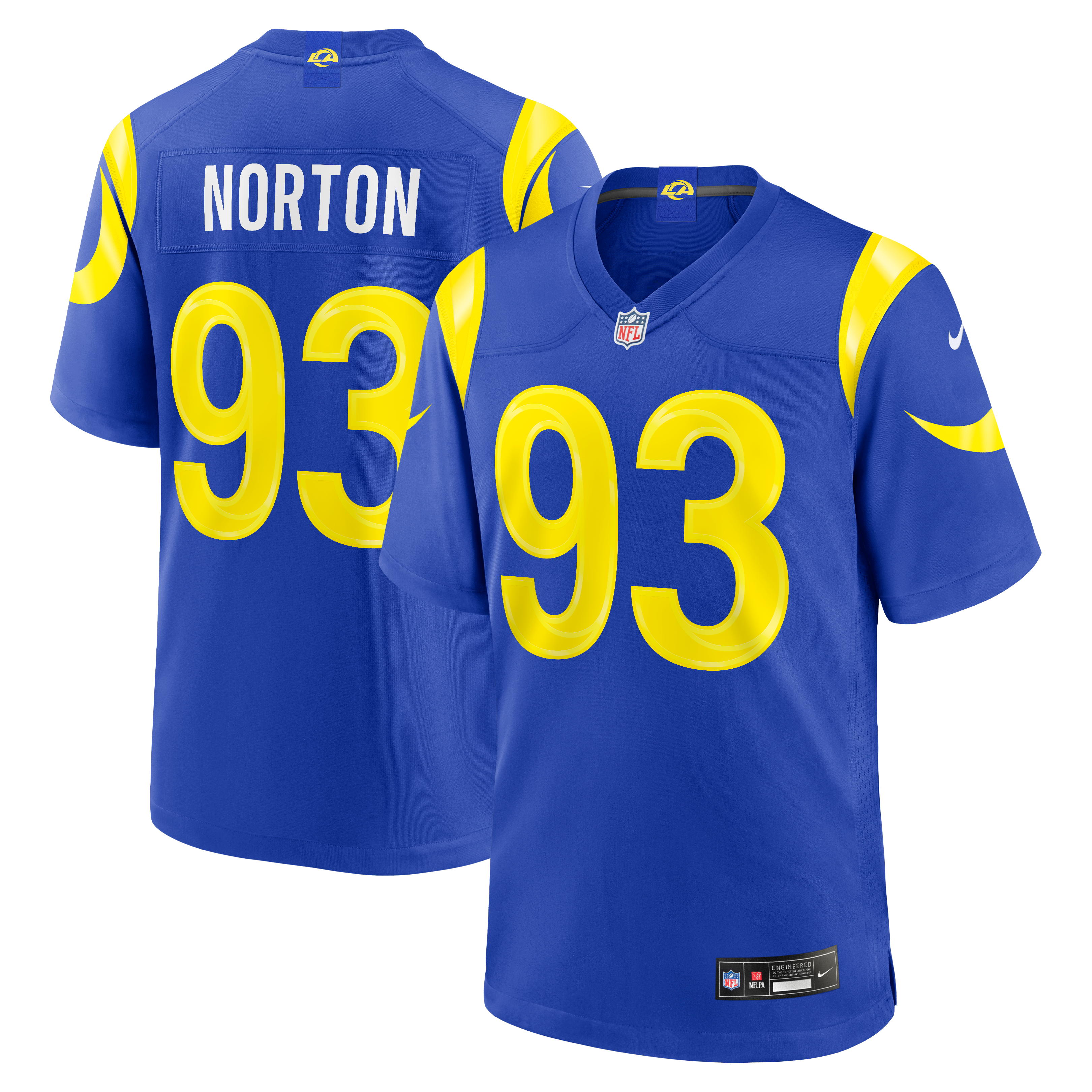 Maillot de match Nike Bill Norton Royal Los Angeles Rams pour homme