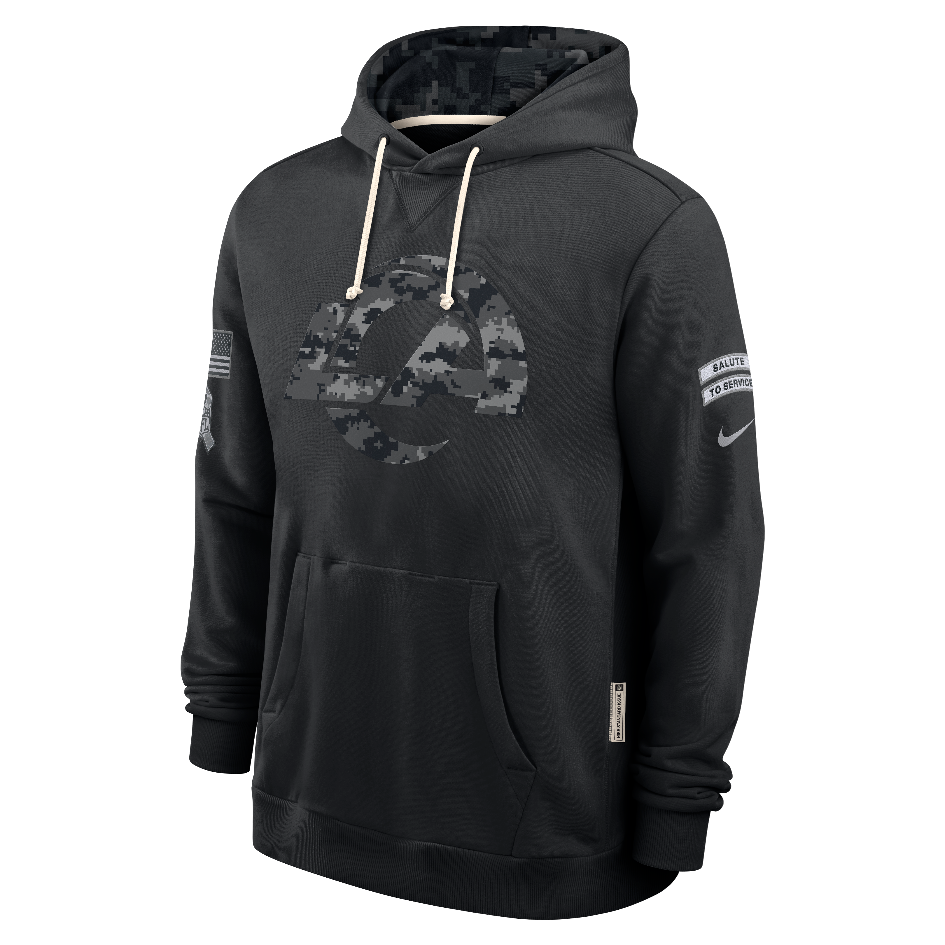 Sweat à capuche Nike noir pour homme, Los Angeles Rams 2026 Salute to Service Sideline Dri-FIT