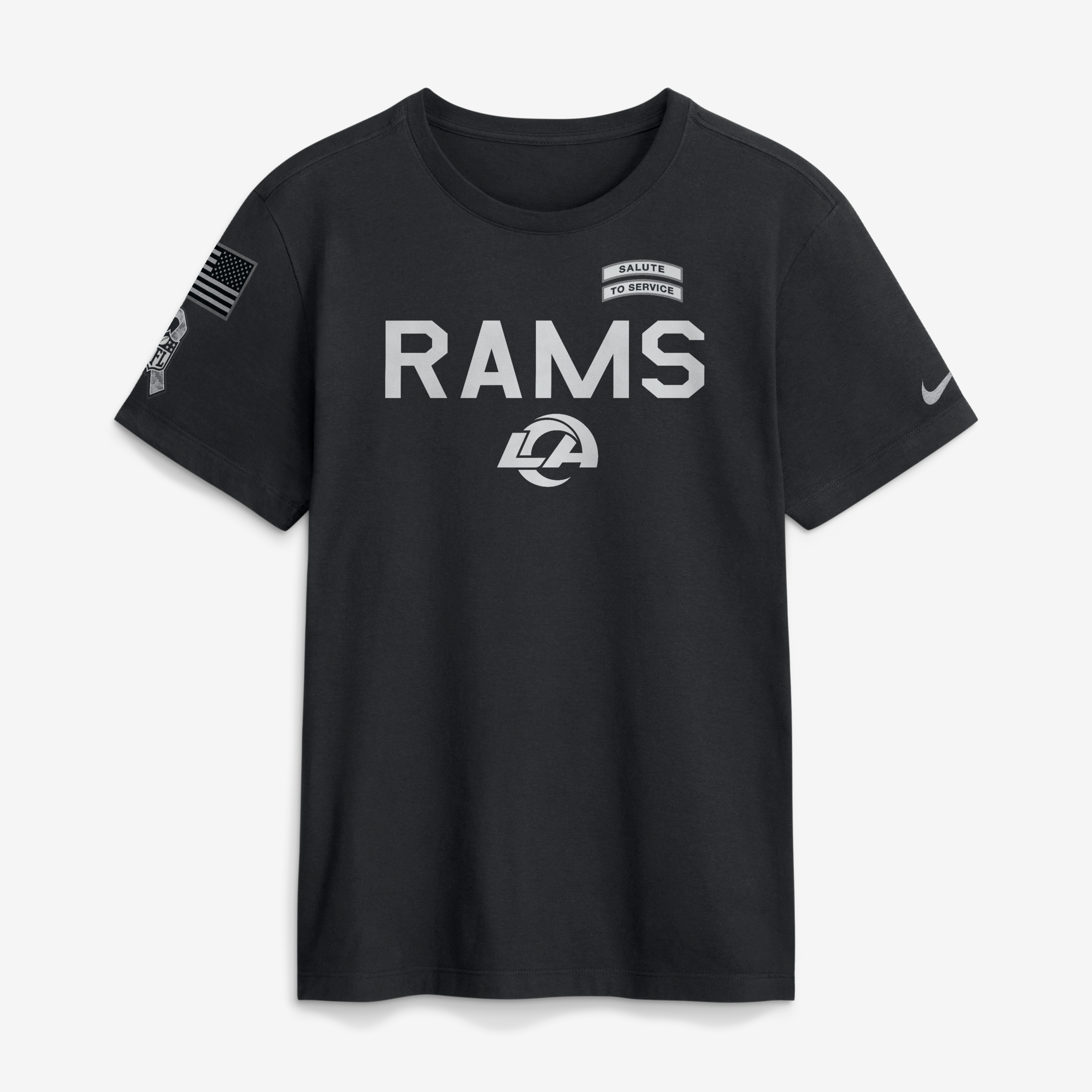 T-shirt Nike noir pour homme Los Angeles Rams 2026 Salute to Service Sideline Dri-FIT