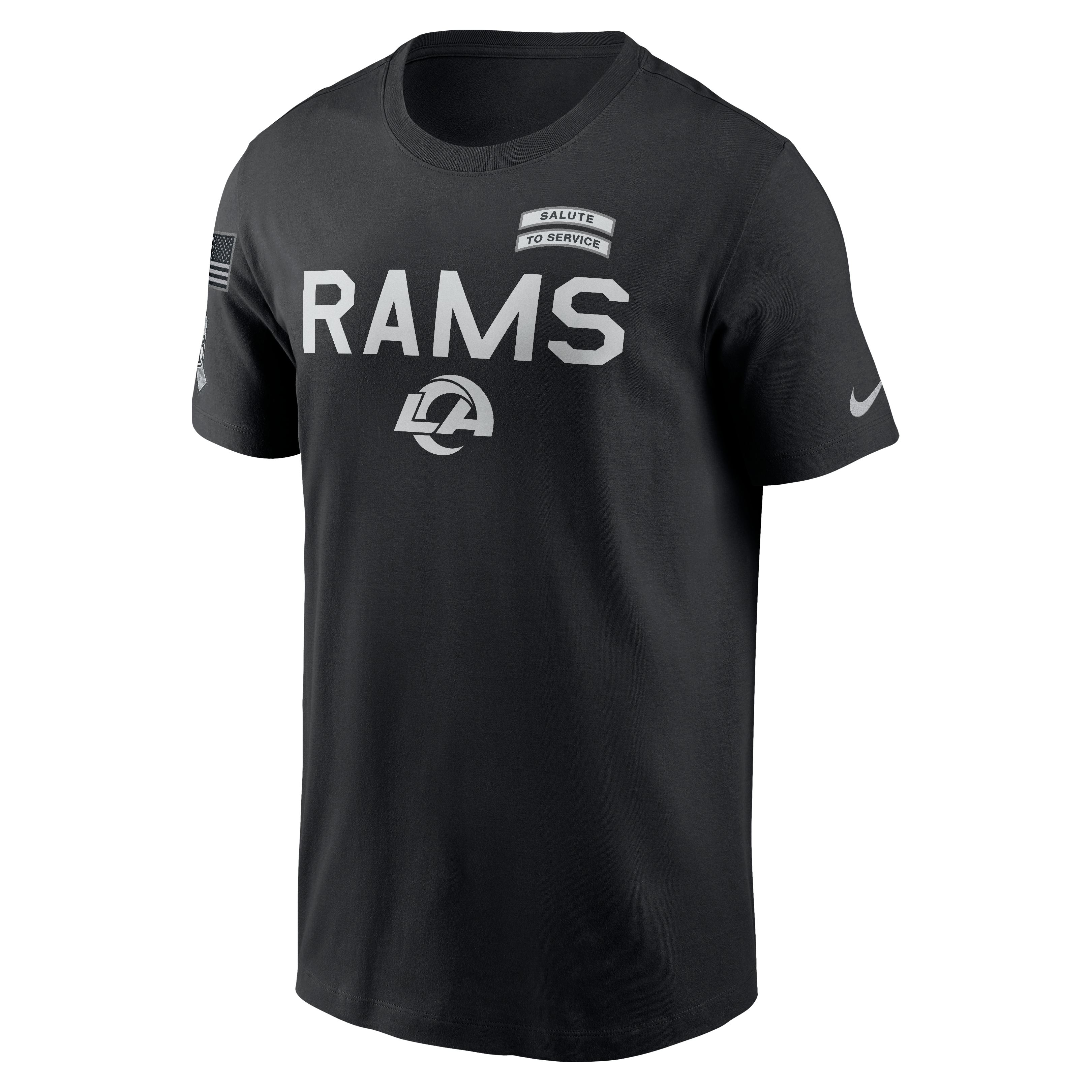 T-shirt Nike noir pour homme Los Angeles Rams 2026 Salute to Service Sideline Dri-FIT