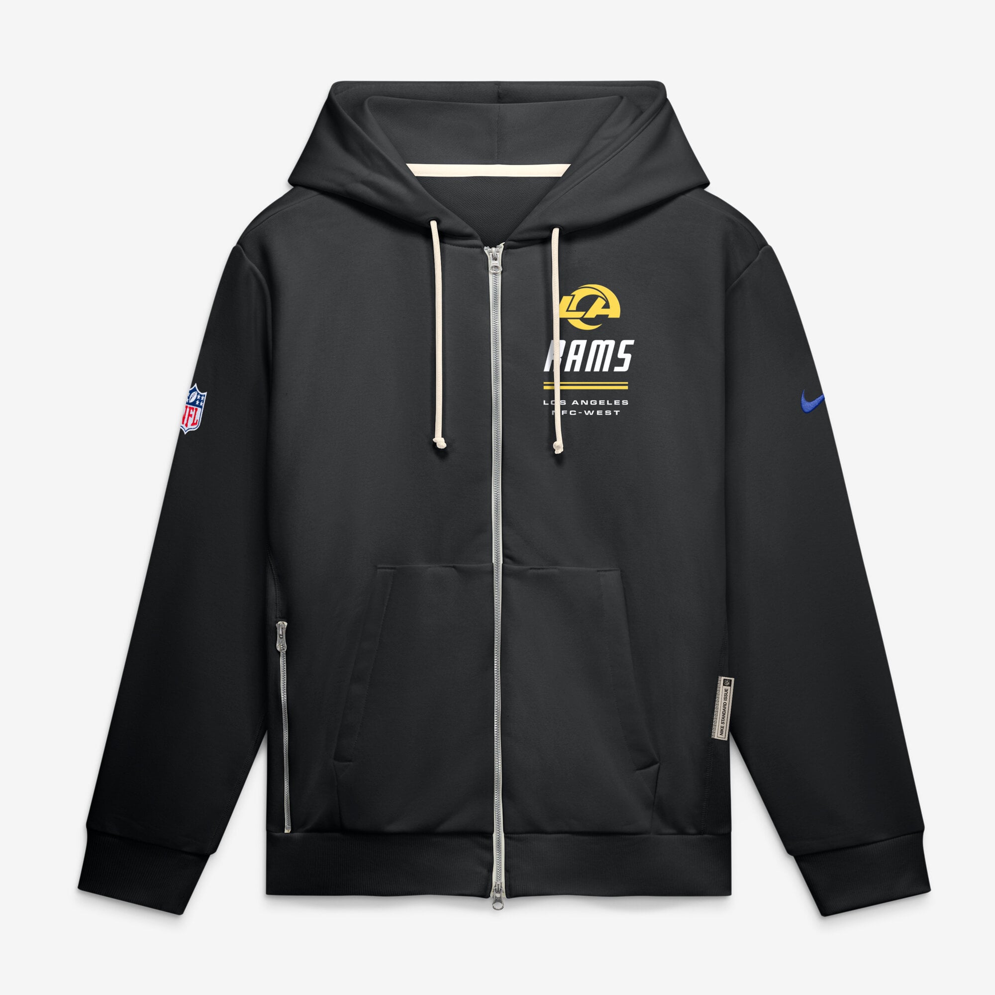 Men's Nike Black Los Angeles Rams Sideline Standard Issue Quarterback Scramble Dri-FIT Full-Zip Hoodie
