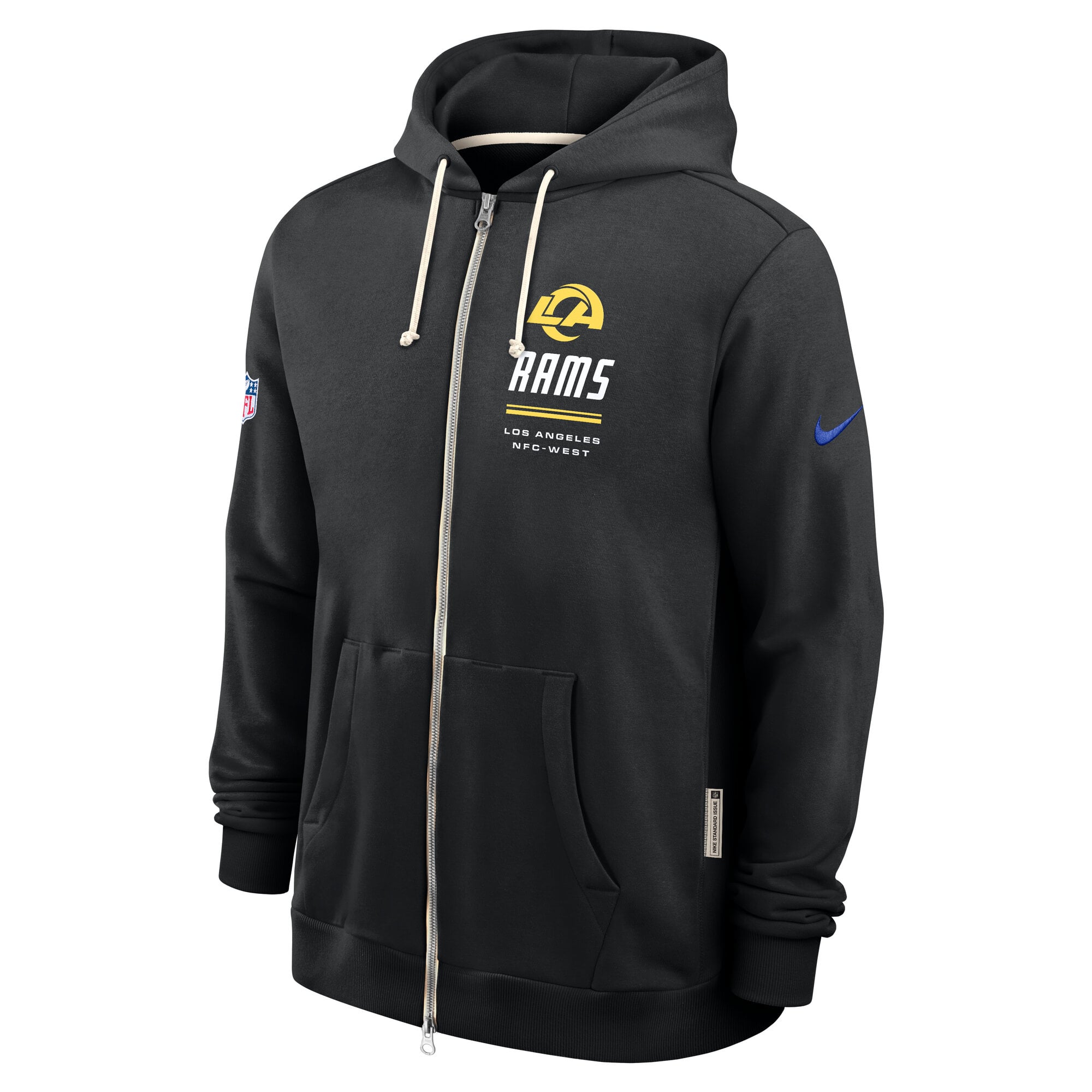 Men's Nike Black Los Angeles Rams Sideline Standard Issue Quarterback Scramble Dri-FIT Full-Zip Hoodie