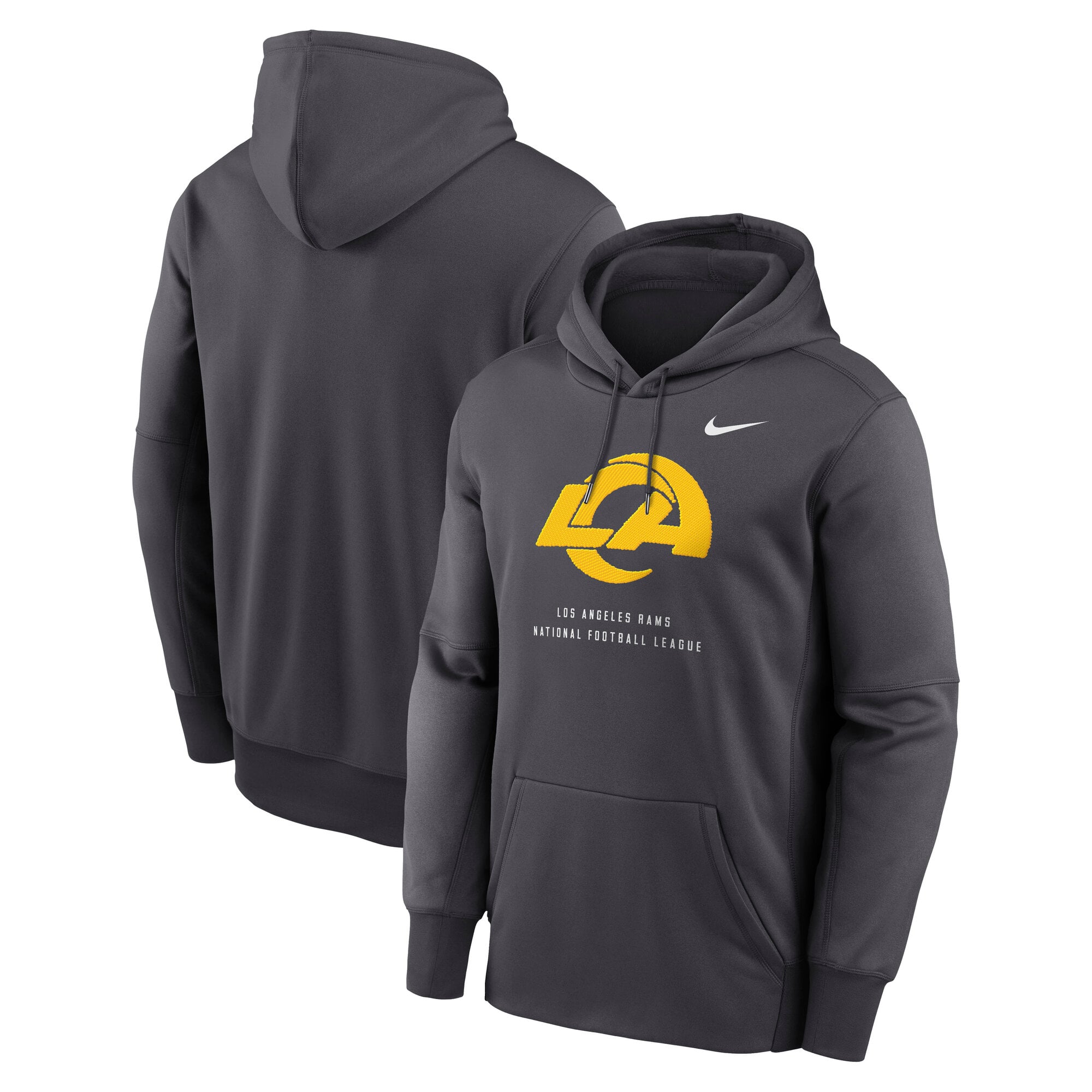 Men's Nike Charcoal Los Angeles Rams Toss Sweep Therma-FIT Hoodie