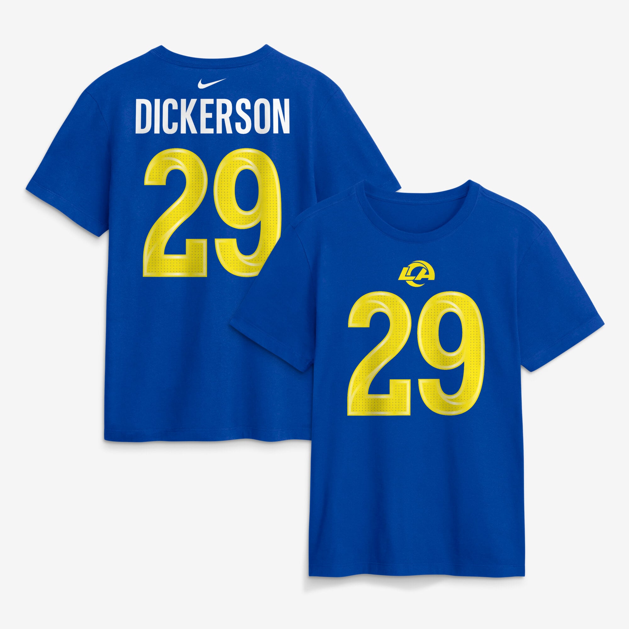 T-shirt Nike pour homme Eric Dickerson Royal Los Angeles Rams, nom et numéro retirés