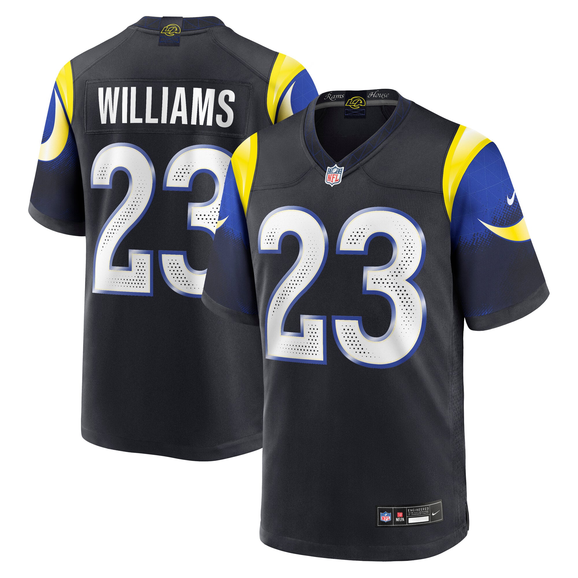 Maillot de match Nike Kyren Williams bleu foncé la collection Rivalries des Los Angeles Rams pour homme