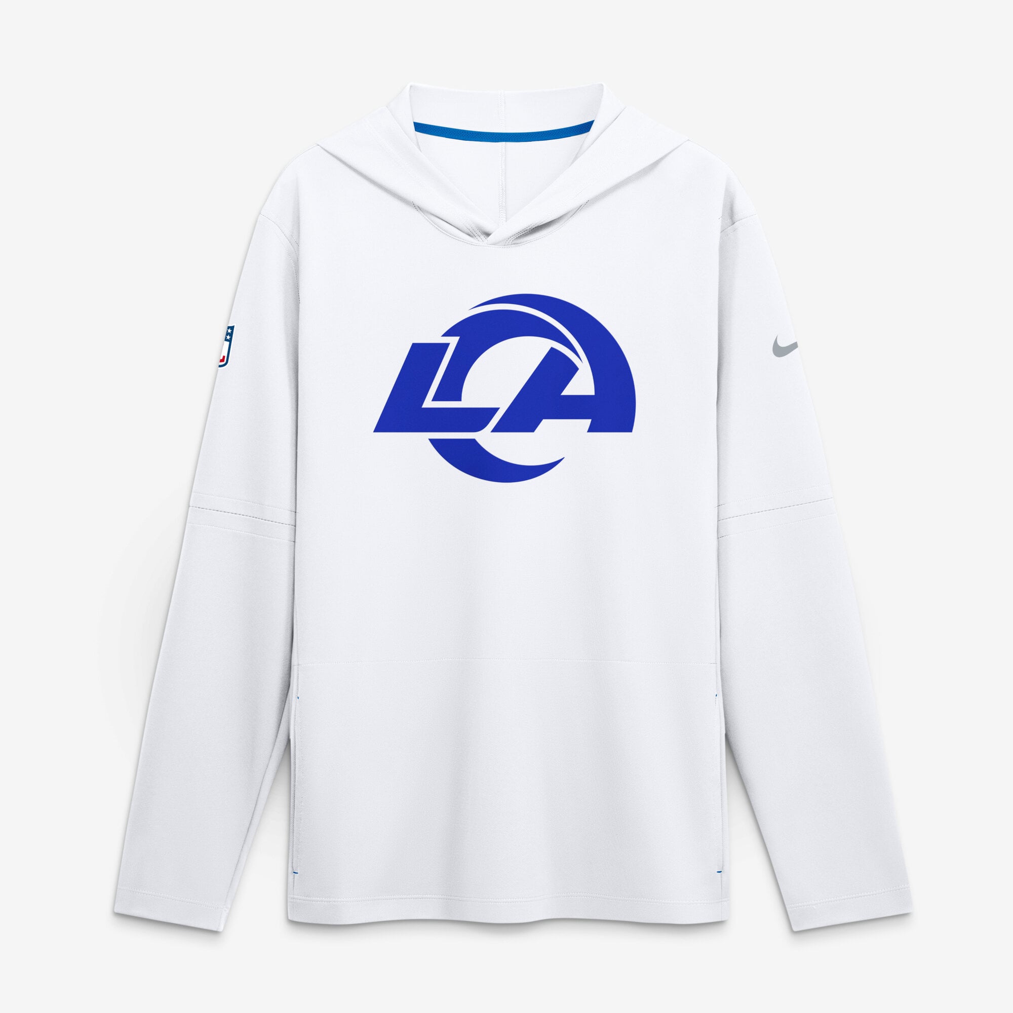 T-shirt à capuche léger manches longues Nike Los Angeles Rams Fearsome White Sideline pour homme, technologie Dri-FIT