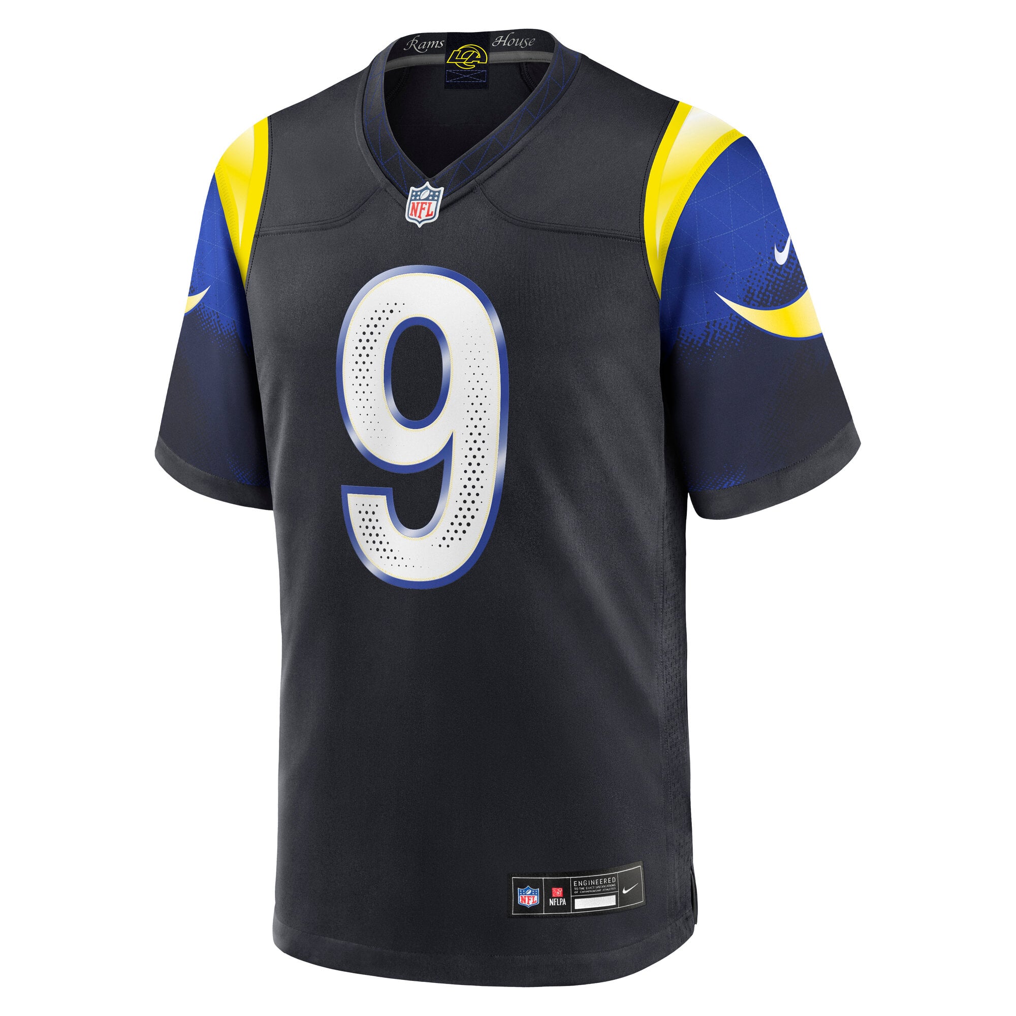 Maillot de match Nike Matthew Stafford bleu foncé la collection Rivalries des Los Angeles Rams pour homme