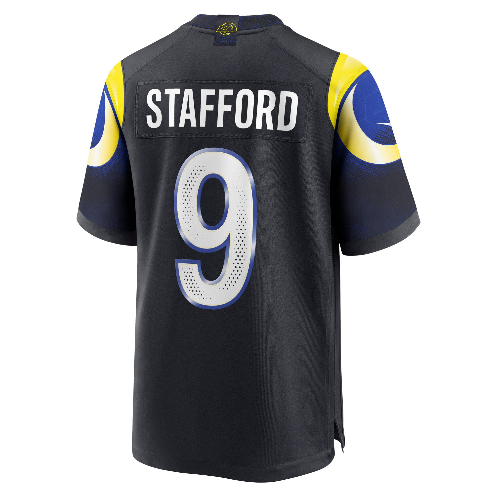 Maillot de match Nike Matthew Stafford bleu foncé la collection Rivalries des Los Angeles Rams pour homme
