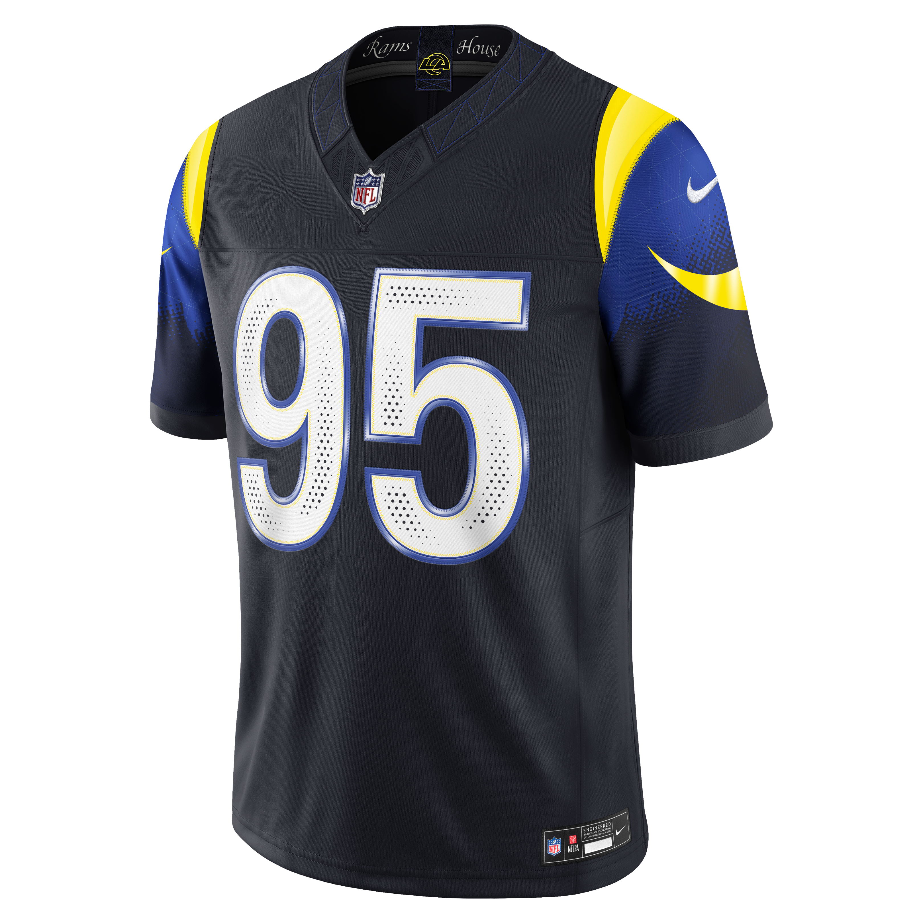 Men's Nike Myles Garrett Dark Blue Los Angeles Rams Rivalries Collection Stitched Limited Jersey