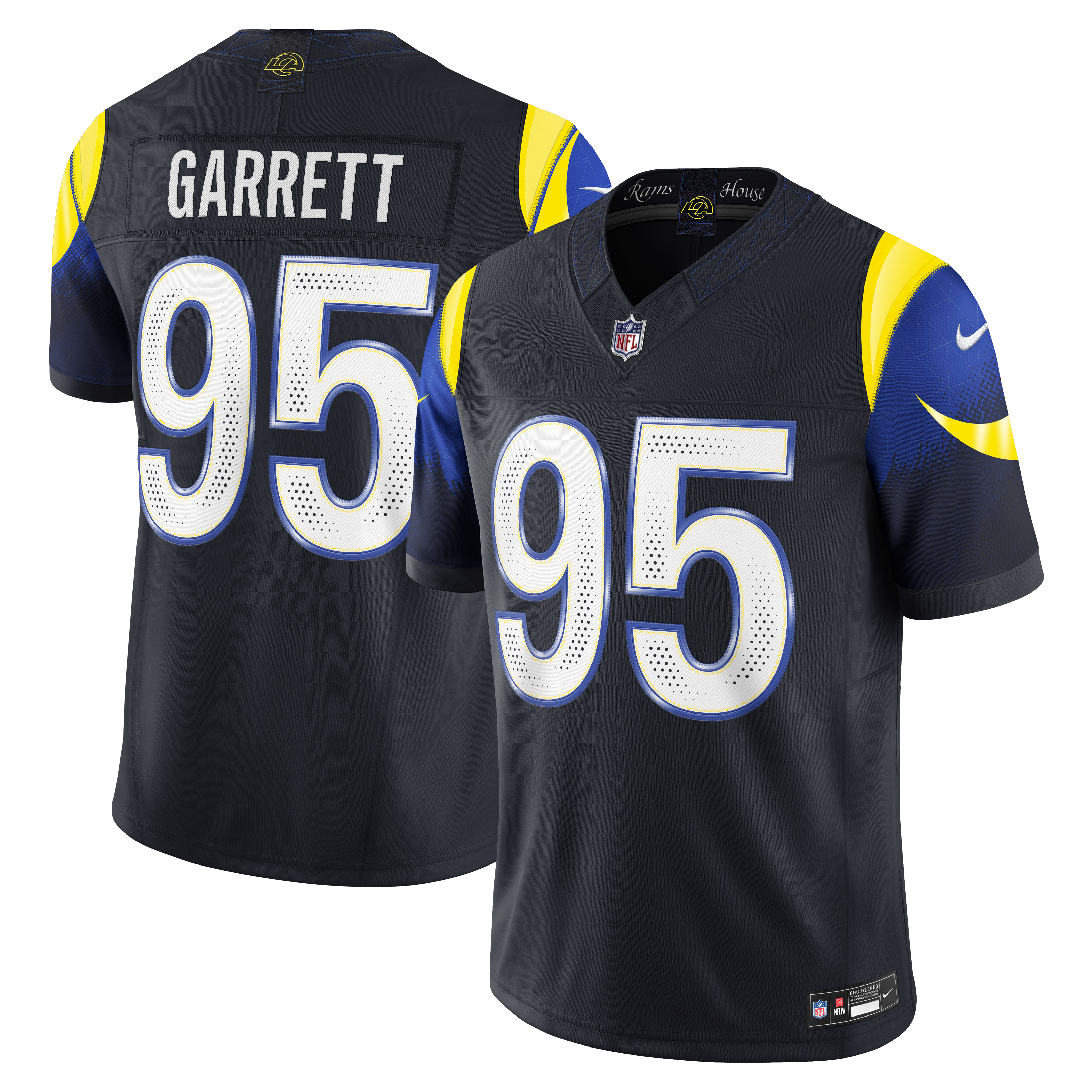Men's Nike Myles Garrett Dark Blue Los Angeles Rams Rivalries Collection Stitched Limited Jersey