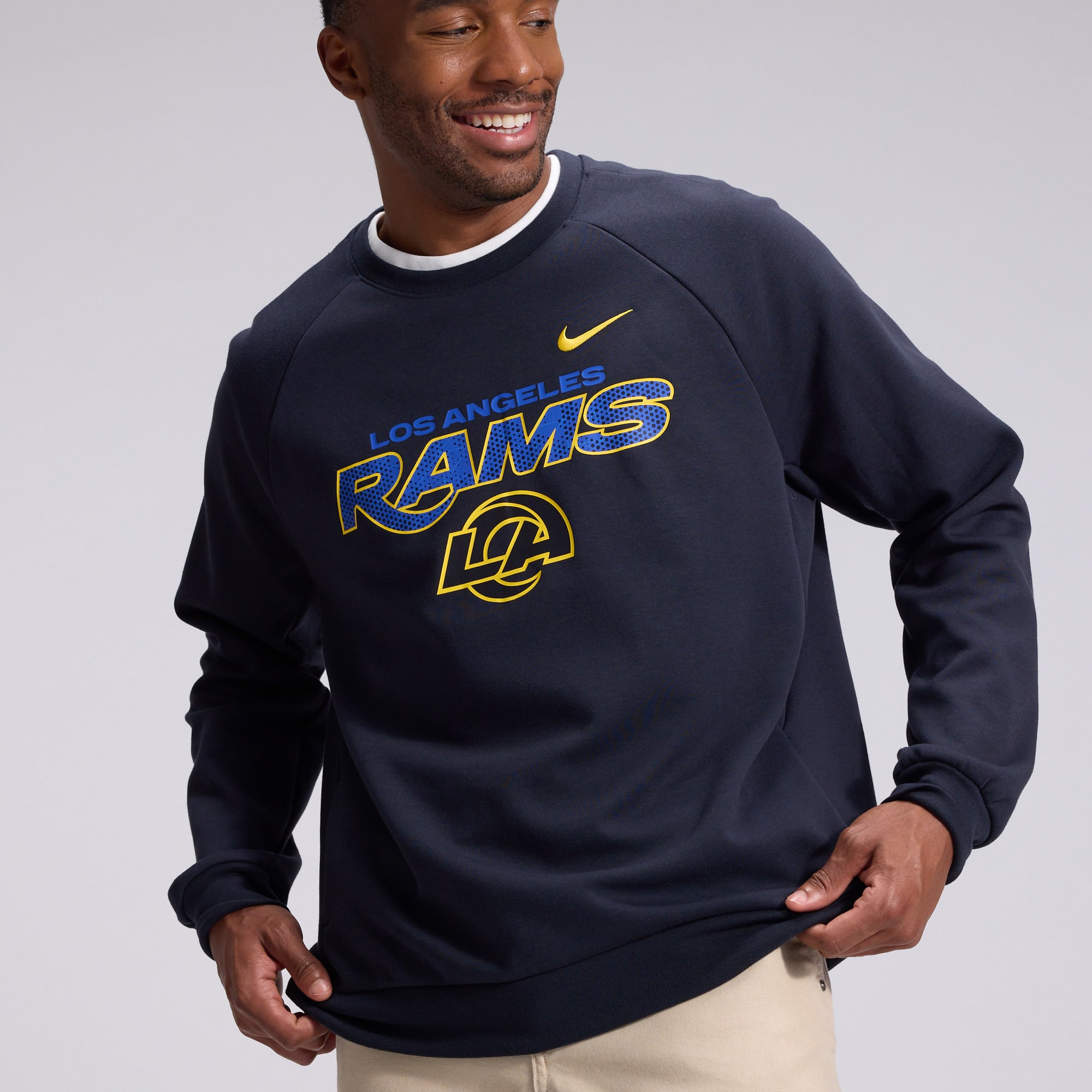 Men's Nike  Navy Los Angeles Rams Rivalries Collection Dri-FIT Crew Sweatshirt
