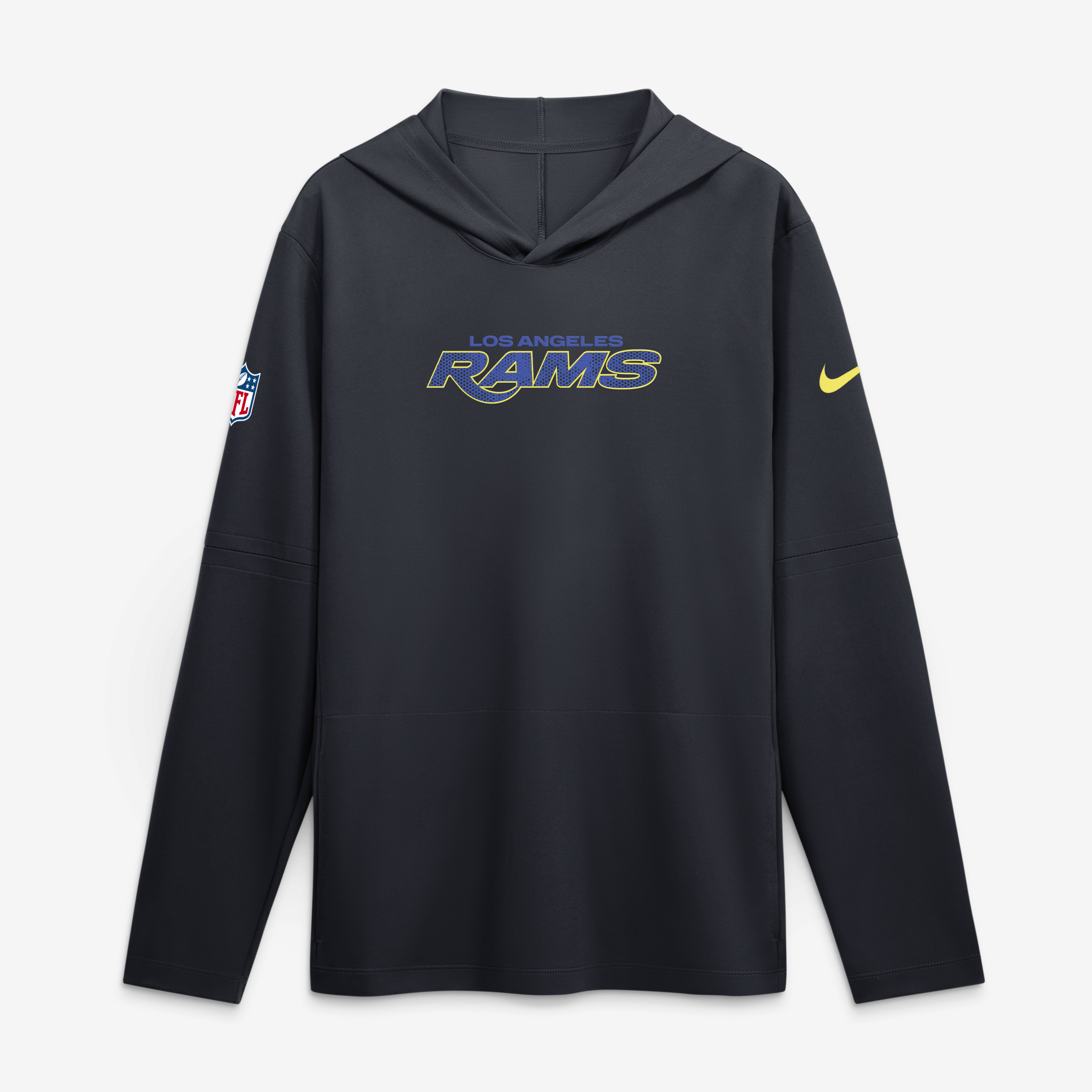 Men's Nike Navy Los Angeles Rams Rivalries Collection Sideline Lightweight Hooded Long Sleeve Top