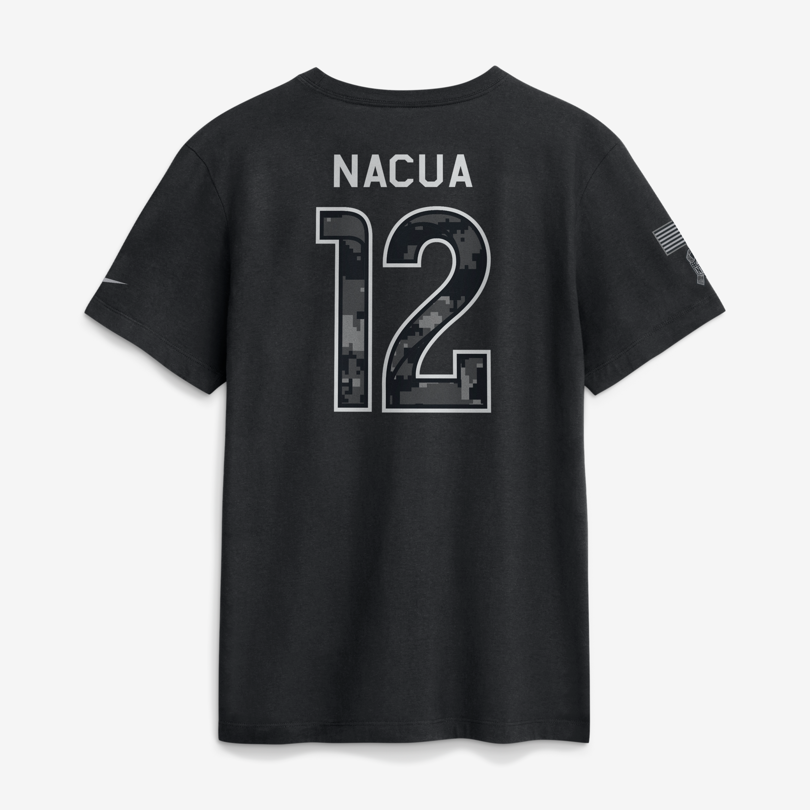 T-shirt Nike Puka Nacua noir pour homme, Los Angeles Rams 2026 Salute to Service, nom et numéro