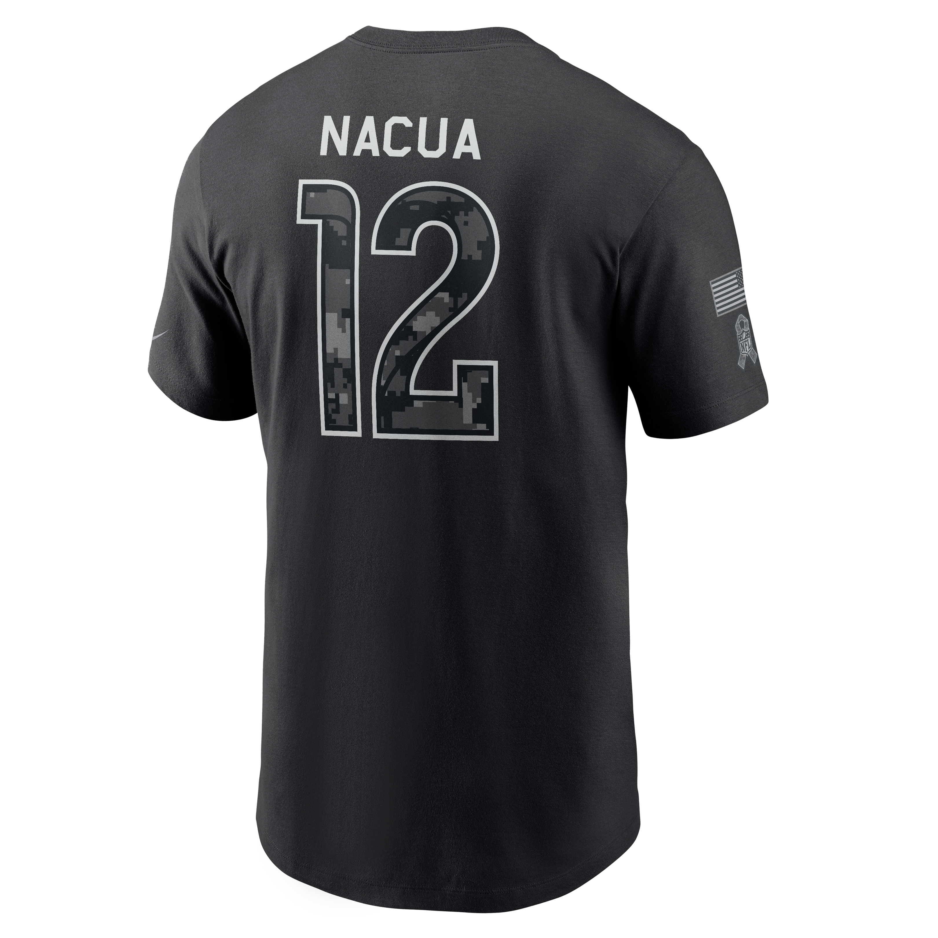 T-shirt Nike Puka Nacua noir pour homme, Los Angeles Rams 2026 Salute to Service, nom et numéro