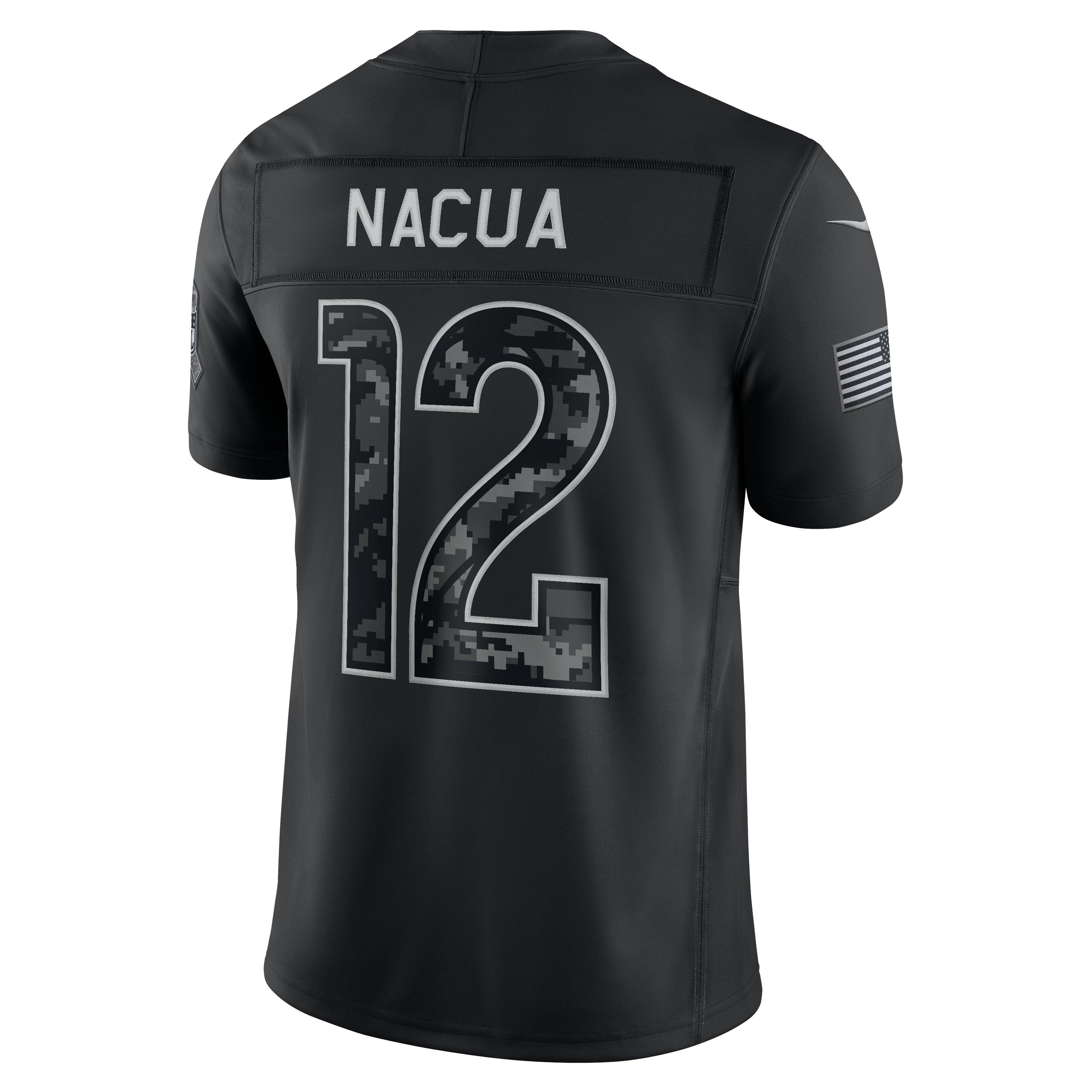 Maillot Nike Puka Nacua noir pour homme, Los Angeles Rams 2026 Salute to Service, édition limitée cousue