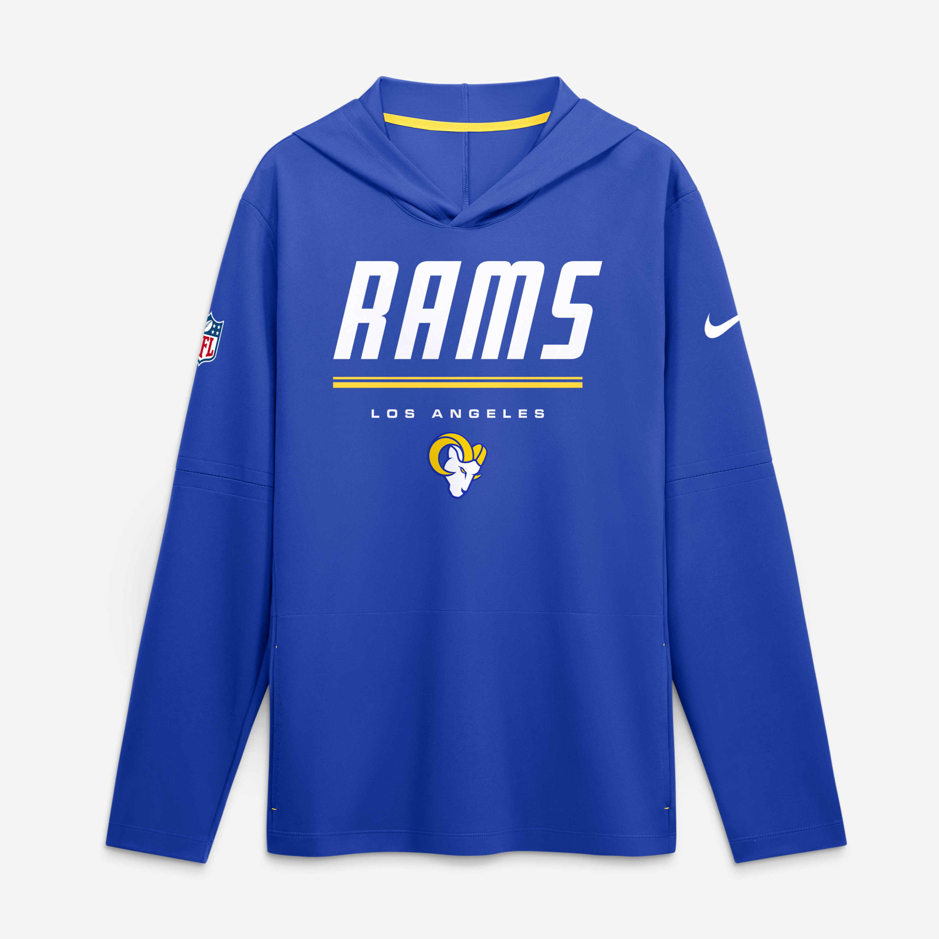 Men's Nike Royal Los Angeles Rams Sideline Game On Lightweight Long Sleeve Hooded Dri-FIT Top