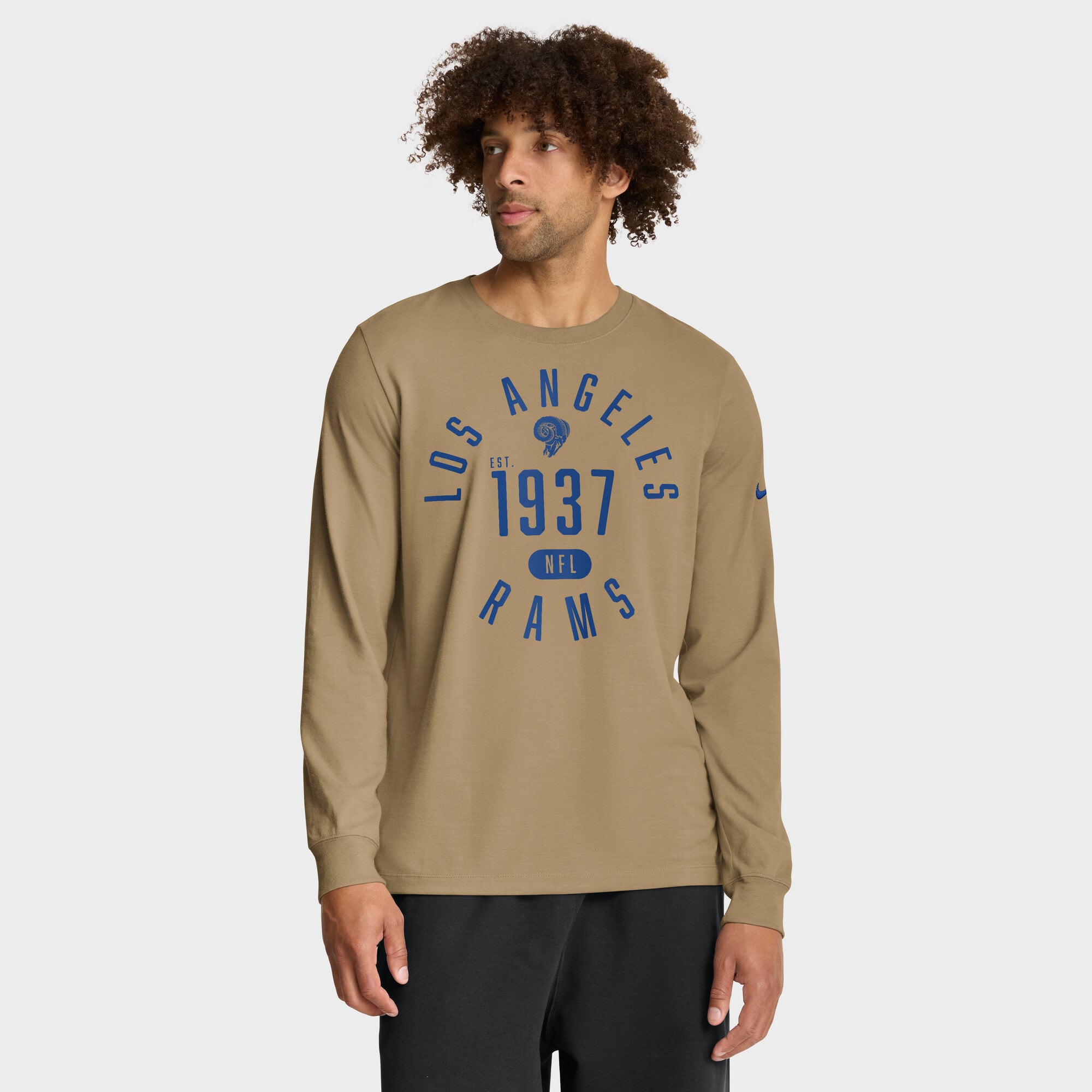 Men's Nike Tan Los Angeles Rams Blitz Package Rewind Slub Dri-FIT Long Sleeve T-Shirt