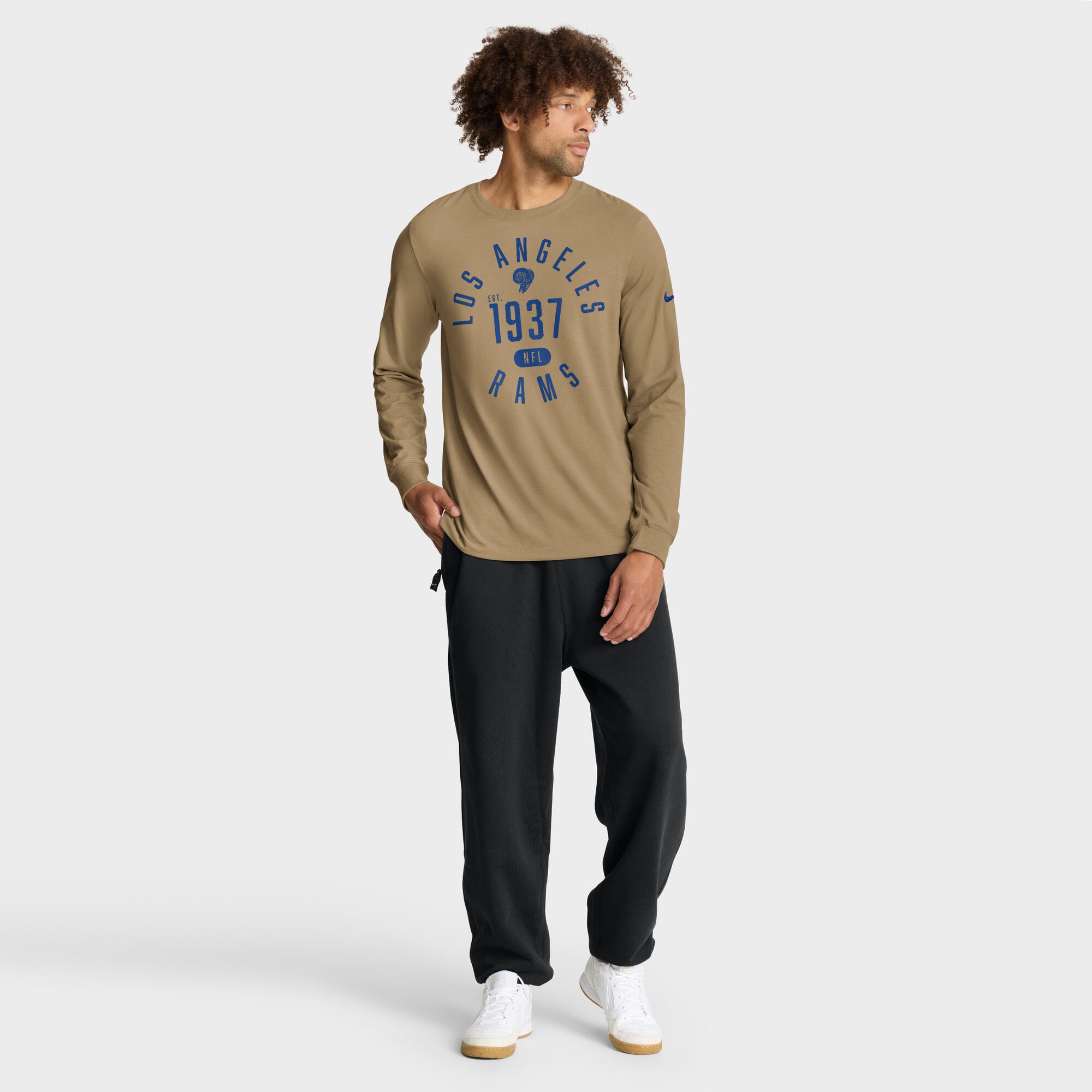 Men's Nike Tan Los Angeles Rams Blitz Package Rewind Slub Dri-FIT Long Sleeve T-Shirt