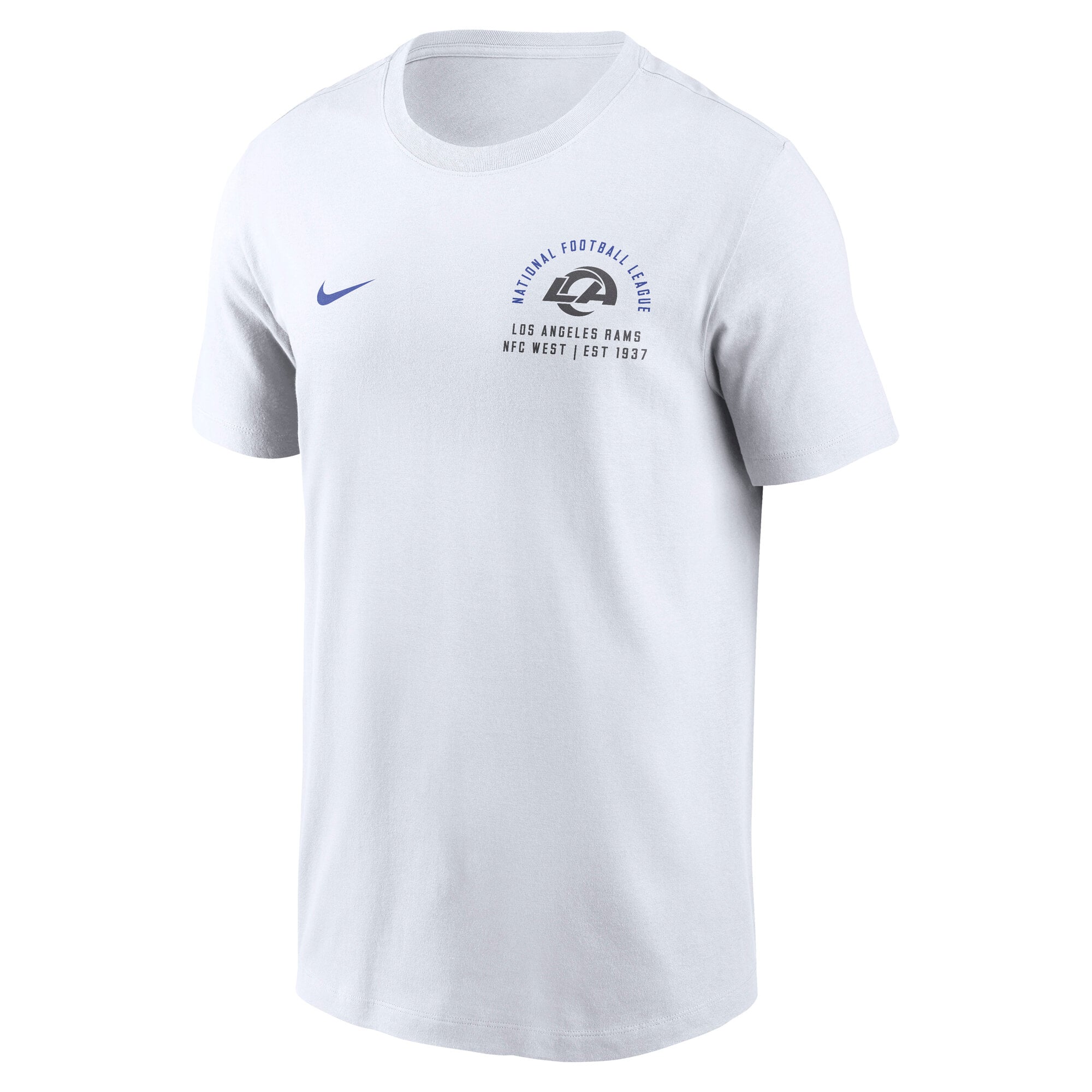 T-shirt Nike blanc pour homme avec logo divisé des Los Angeles Rams