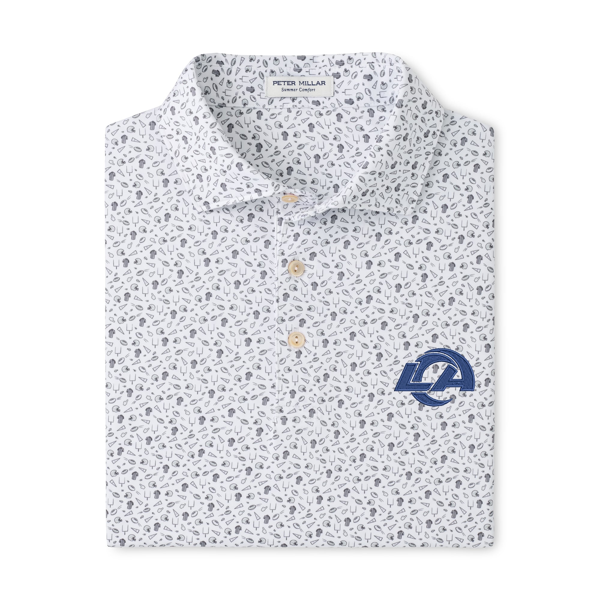 Men's Peter Millar Gray Los Angeles Rams Kick Off Performance Jersey Polo