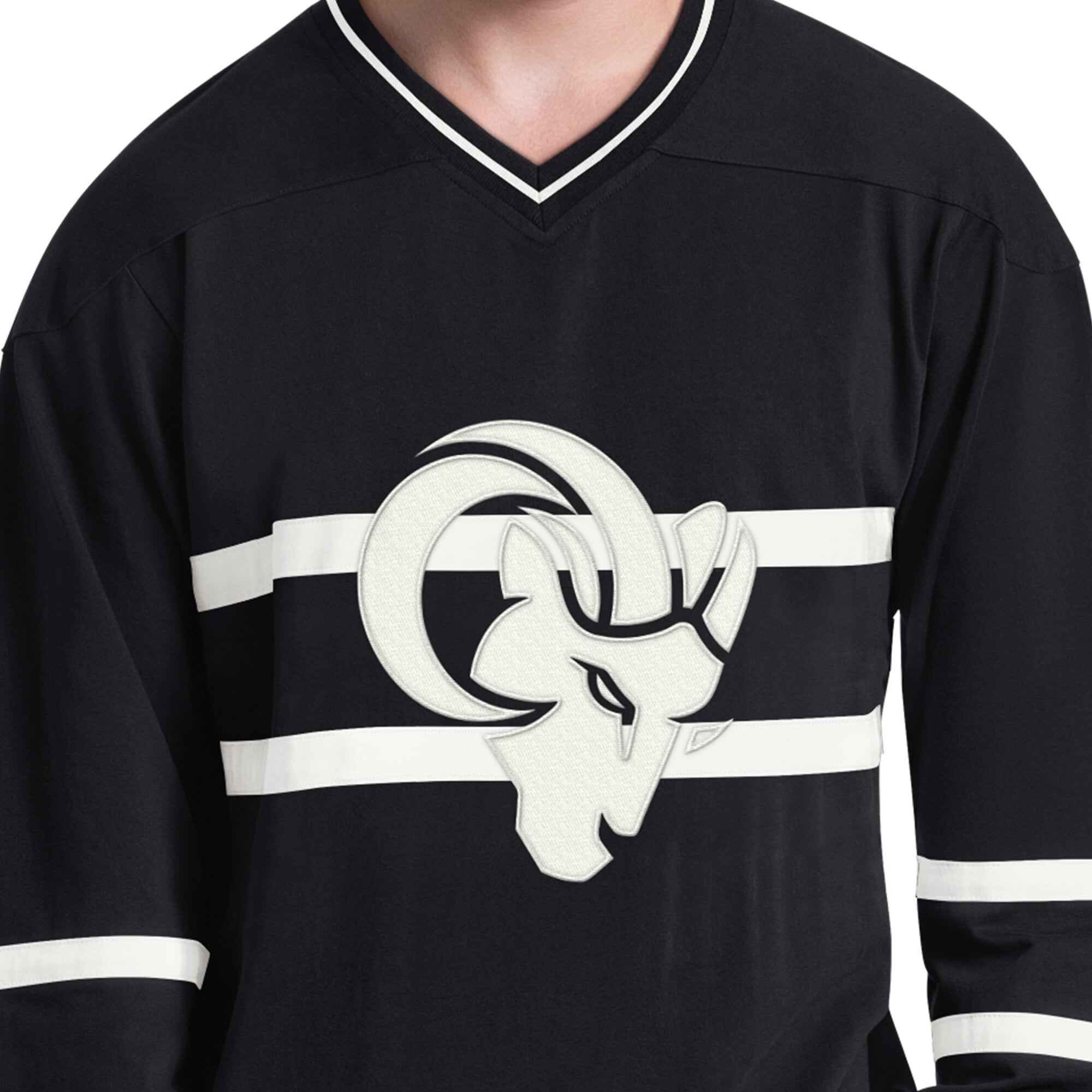 Men's Starter Black/White Los Angeles Rams Lineup Long Sleeve T-Shirt