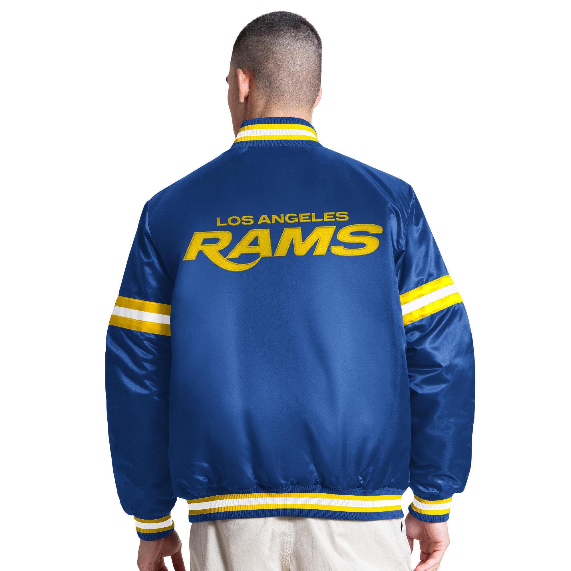 Men's Starter Royal Los Angeles Rams Courtside Varsity Full Snap Jacket