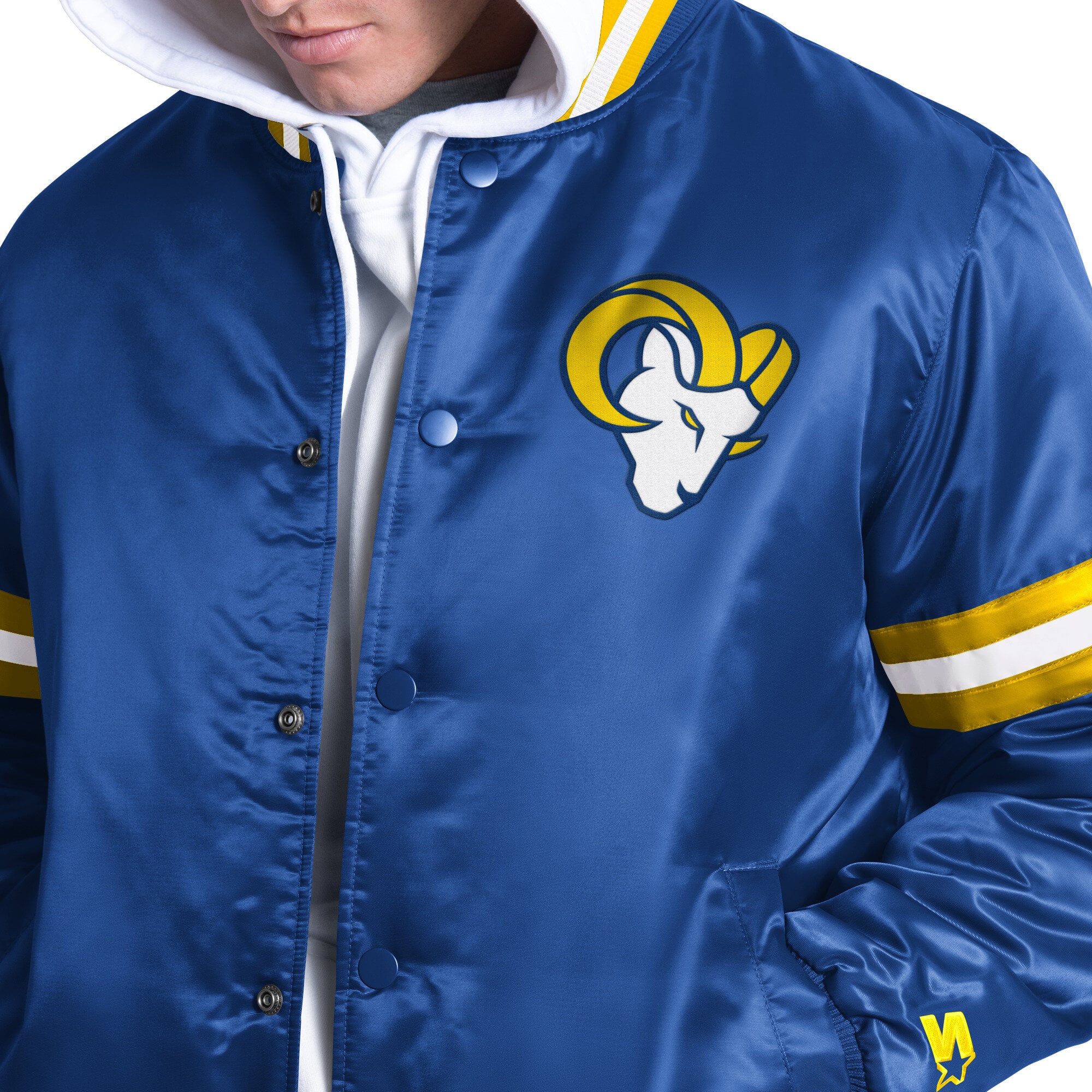 Men's Starter Royal Los Angeles Rams Courtside Varsity Full Snap Jacket