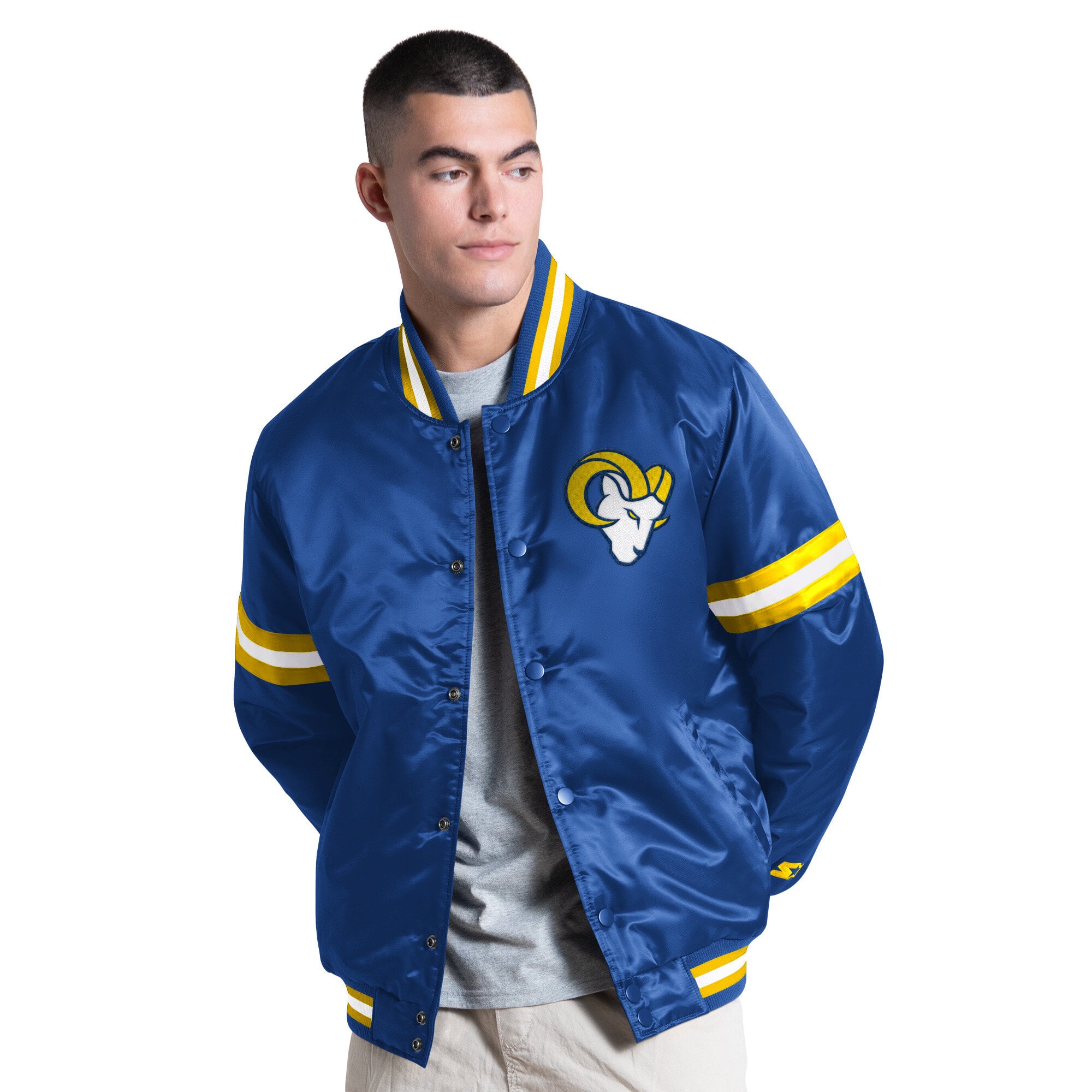 Men's Starter Royal Los Angeles Rams Courtside Varsity Full Snap Jacket