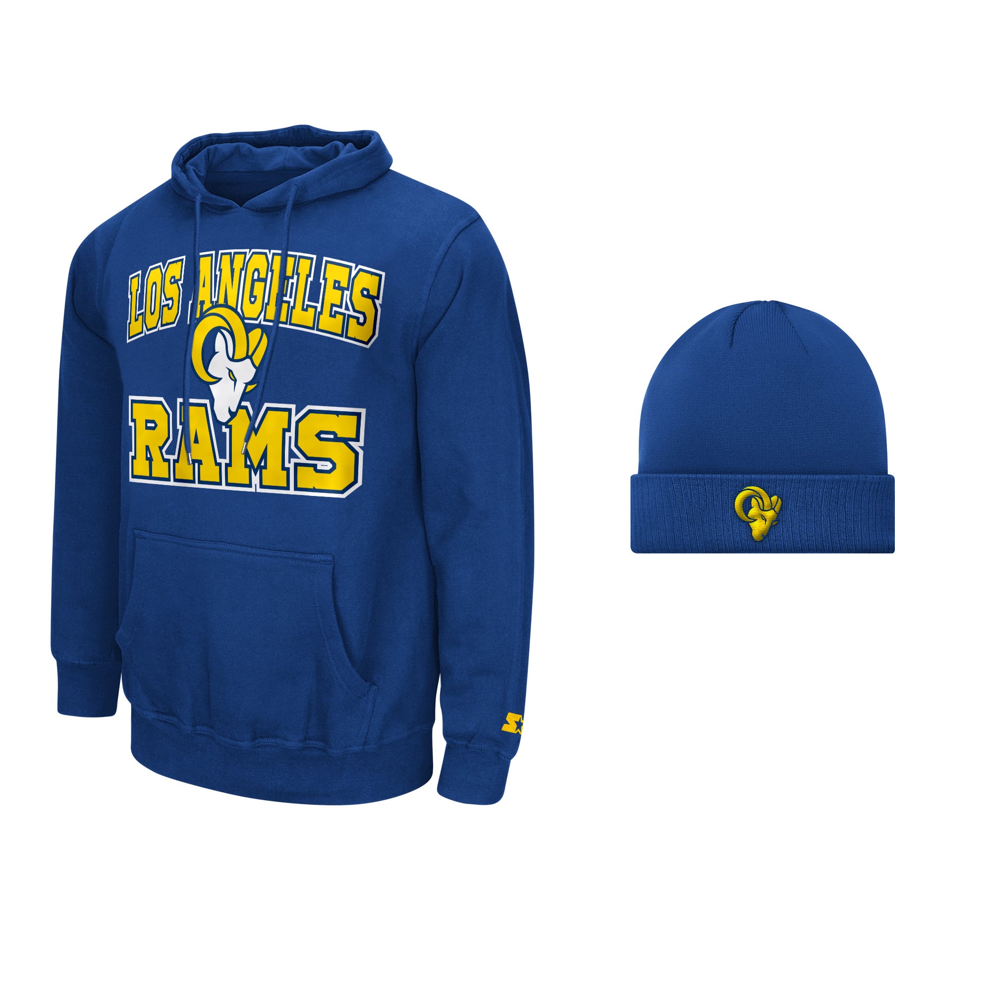Men's Starter  Royal Los Angeles Rams Hoodie and Cuffed Knit Hat Combo Pack