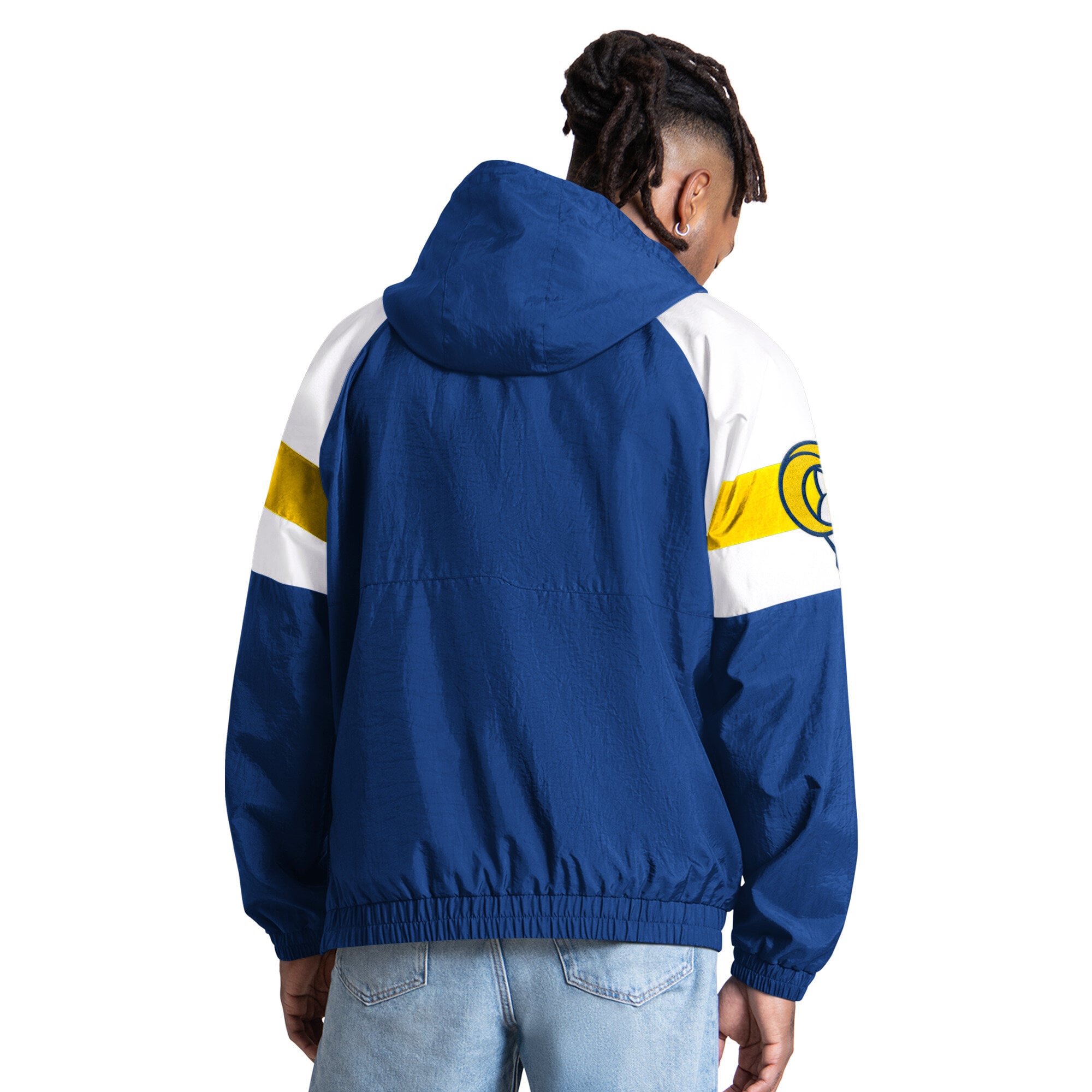 Men's Starter Royal Los Angeles Rams Street Cut Half-Zip Jacket