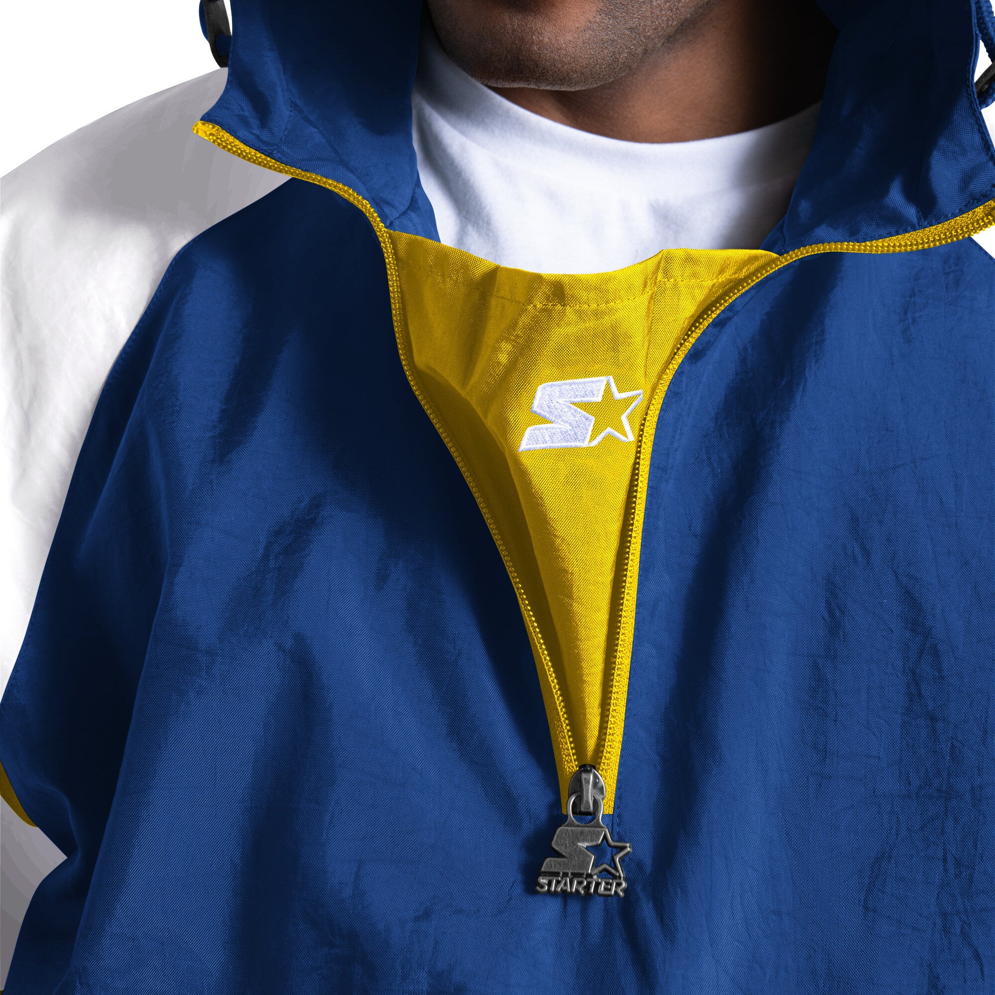 Men's Starter Royal Los Angeles Rams Street Cut Half-Zip Jacket