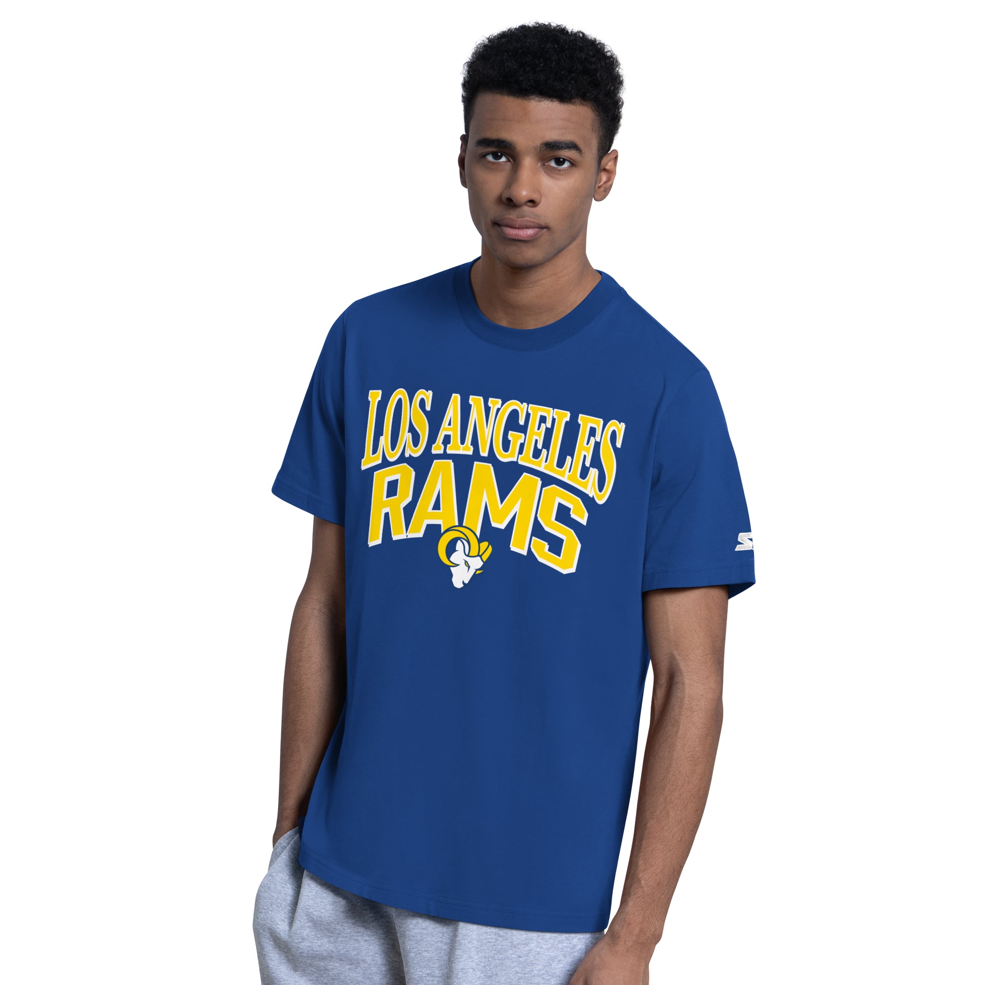 Lot de deux t-shirts à logo des Rams Los Angeles, coloris bleu royal/gris chiné, pour homme