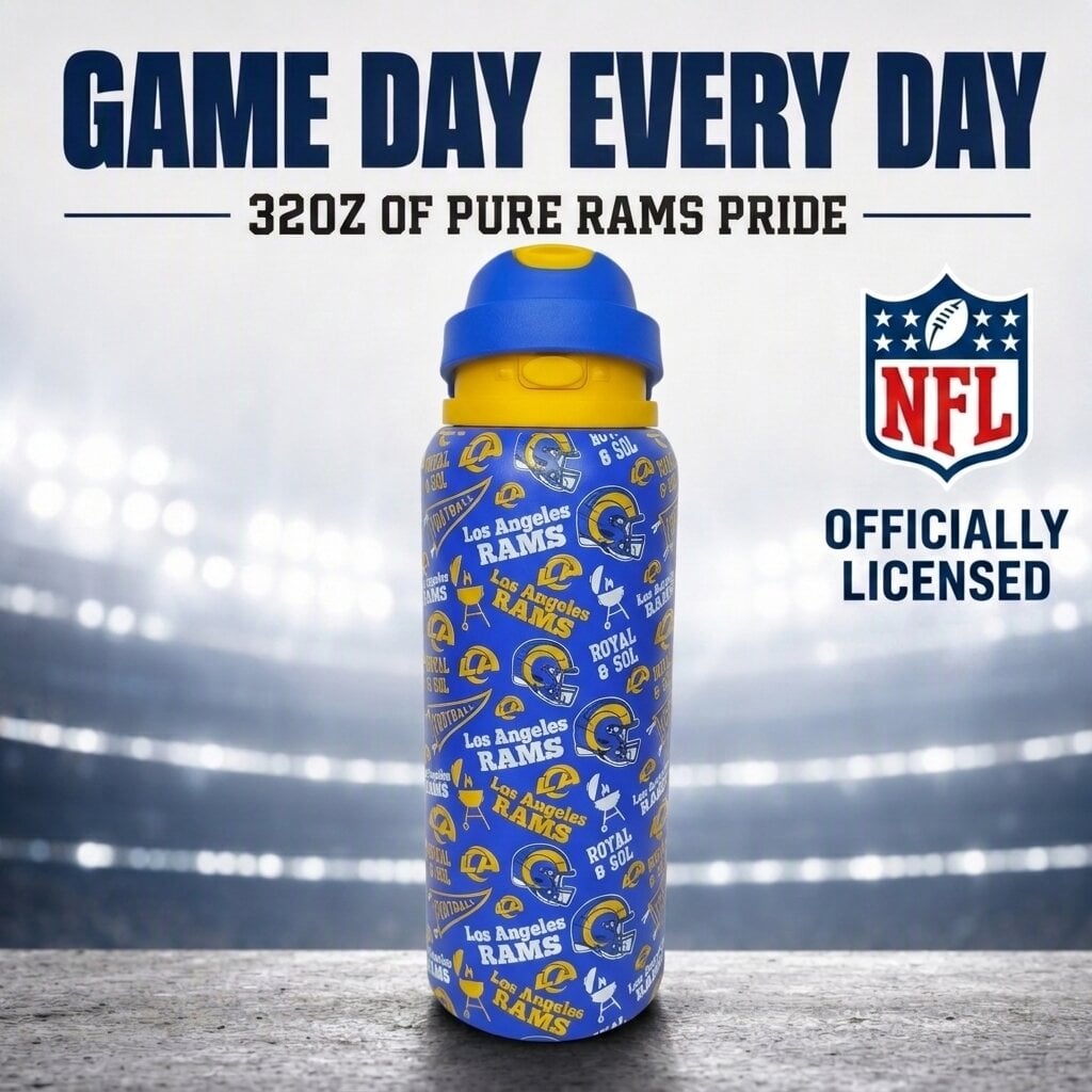 Pegasus Los Angeles Rams 32oz. Game Day Pennant Stainless Steel ProPress Water Bottle
