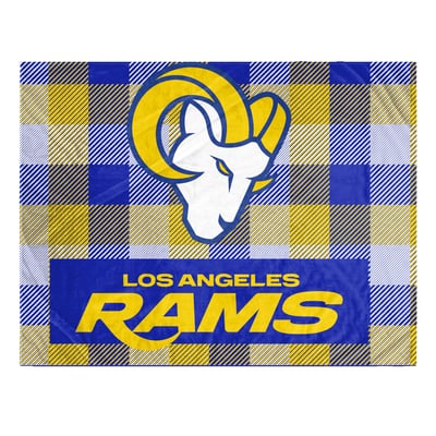 Los Angeles Rams Pegasus Fan-mily Bold Plaid Oversized 60" x 90" Ultra Cozy Blanket
