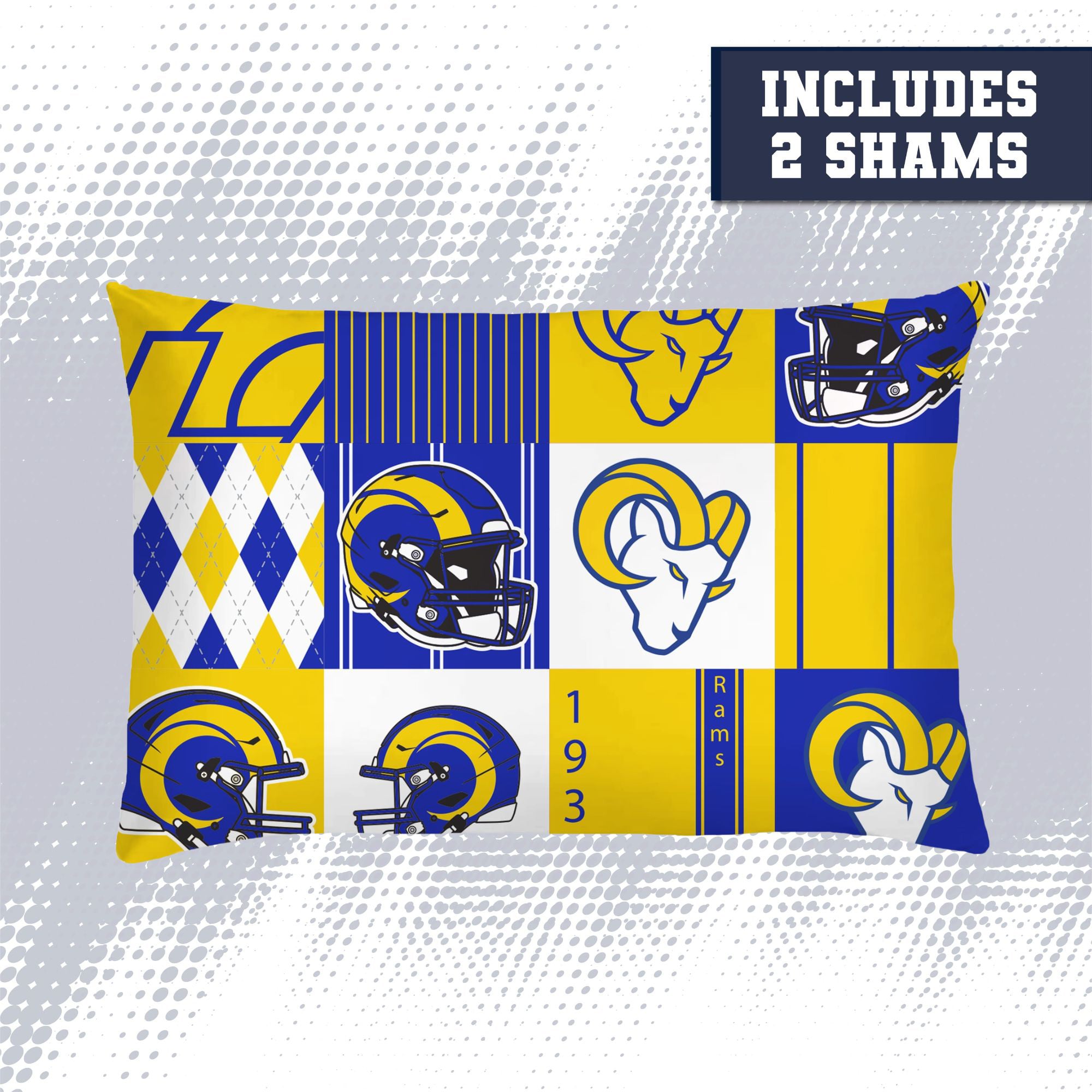 Pegasus Los Angeles Rams Patchwork Plaid Three-Piece Full/Queen Bed in a Bag Set