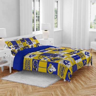 Los Angeles Rams Pegasus Patchwork Plaid Three-Piece Full/Queen Bed in a Bag Set