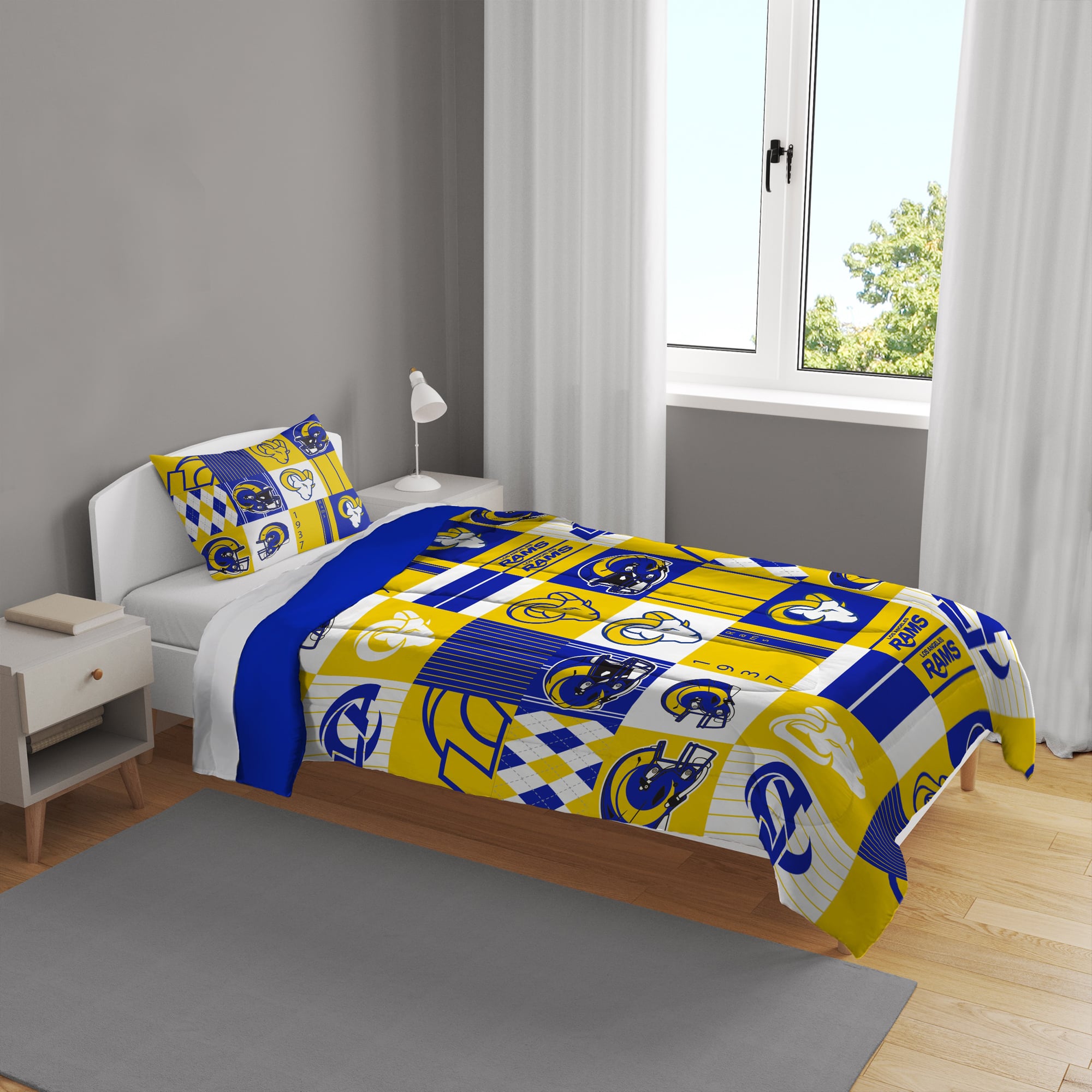 Ensemble de literie deux pièces Pegasus Los Angeles Rams Patchwork Plaid Twin/Twin XL