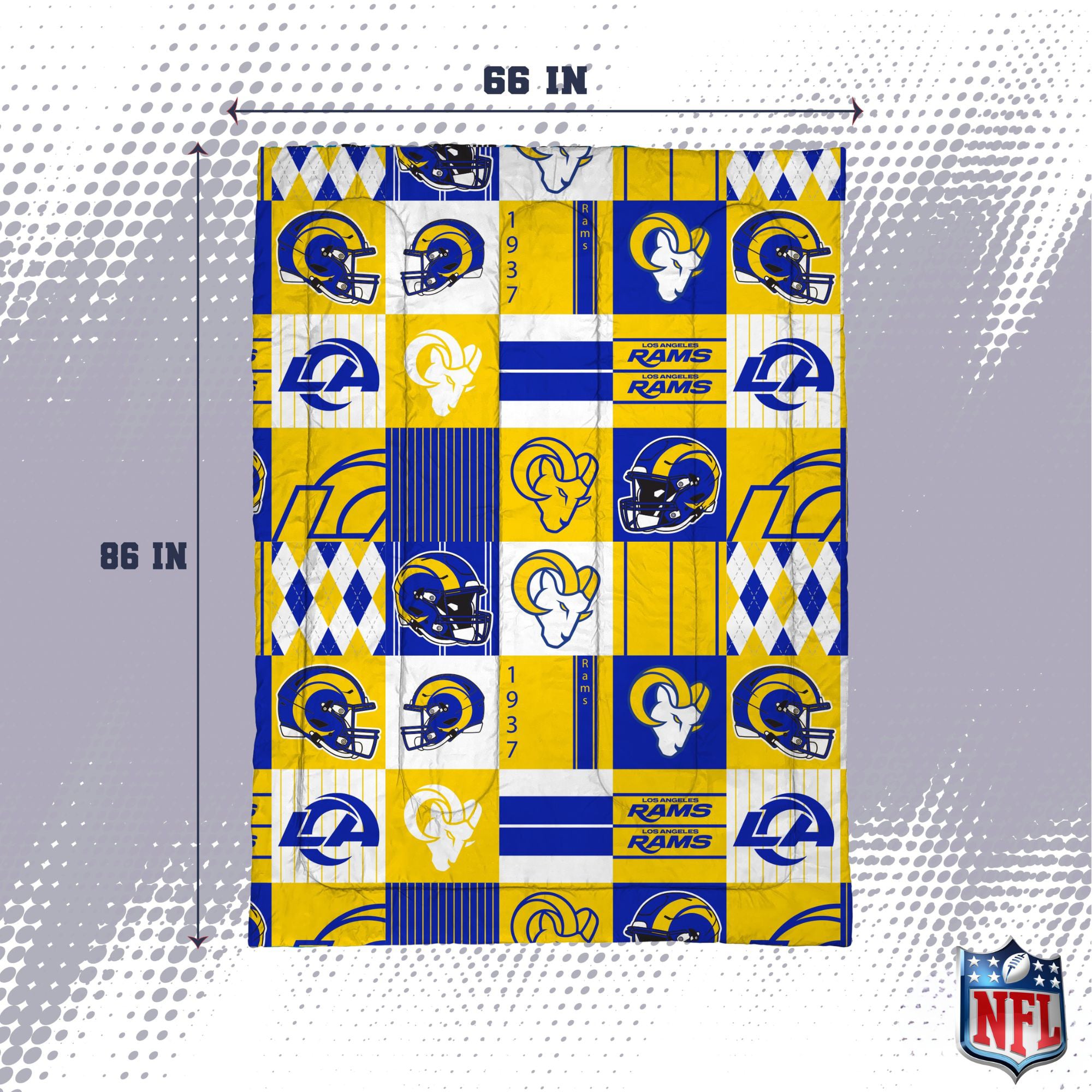 Ensemble de literie deux pièces Pegasus Los Angeles Rams Patchwork Plaid Twin/Twin XL