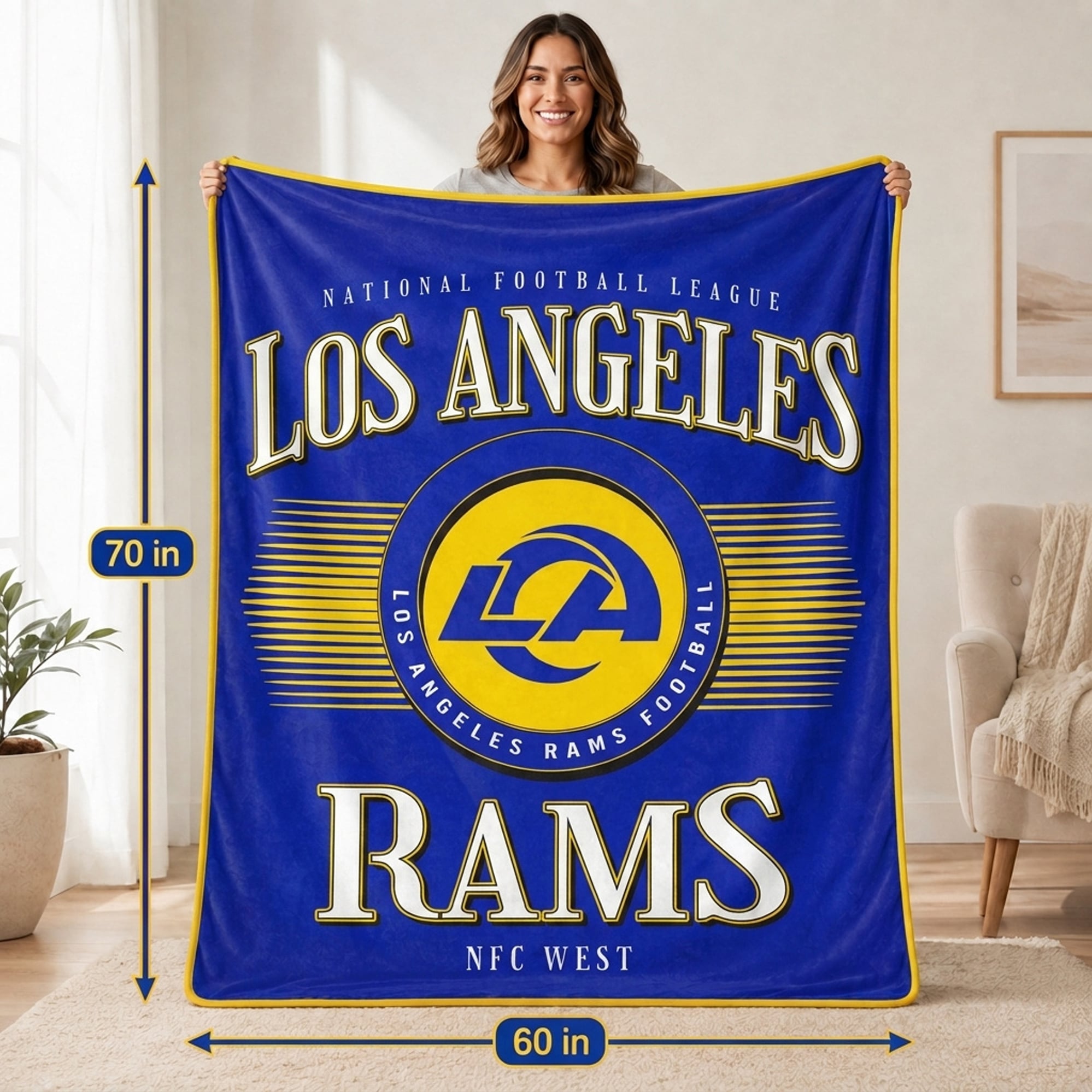 Couverture Pegasus Los Angeles Rams Spotlight Arch 60" x 70" ultra douce