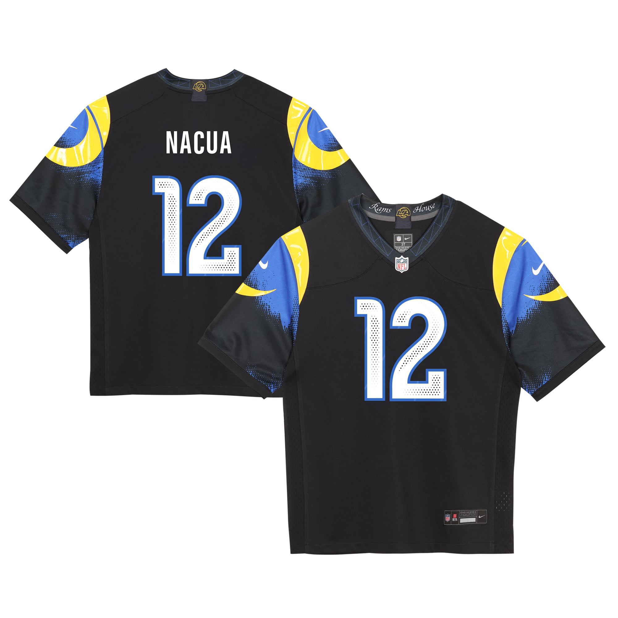 Maillot de match Nike Puka Nacua bleu foncé la collection Rivalries des Los Angeles Rams pour enfants d'âge préscolaire
