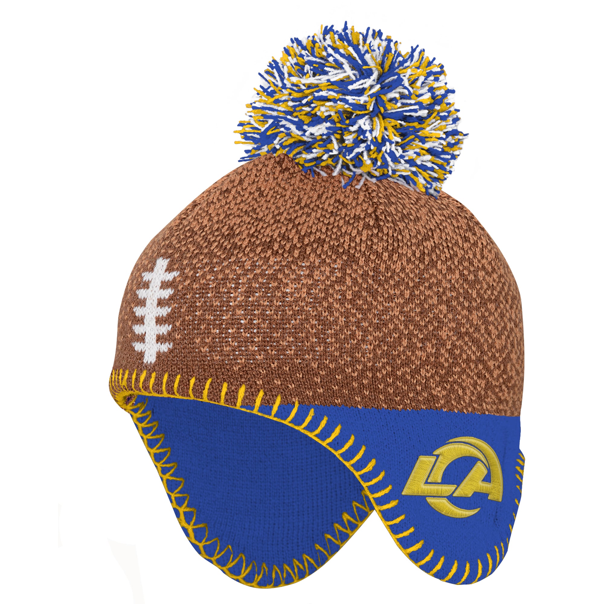 Bonnet tricoté marron Los Angeles Rams pour enfants d'âge préscolaire