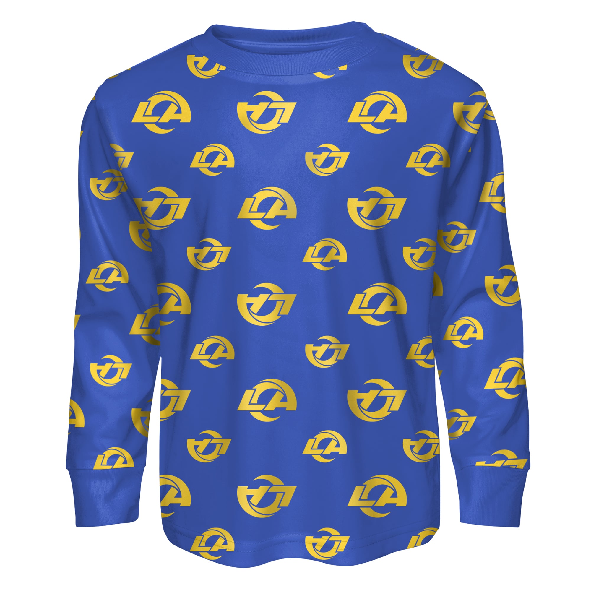 Ensemble pyjama Outerstuff Royal Los Angeles Rams pour enfants d'âge préscolaire : T-shirt à manches longues et pantalon imprimé intégral.